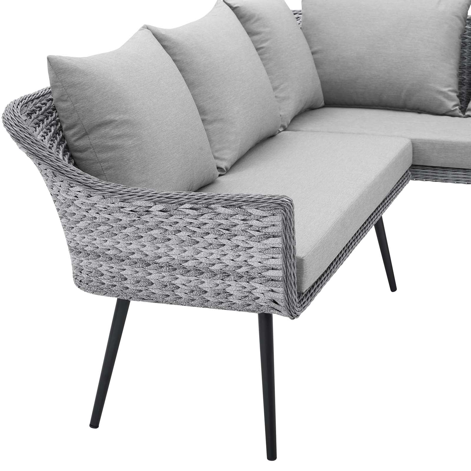 Modway Outdoor Sofas - Endeavor Outdoor Patio Wicker Rattan Sectional Sofa Gray