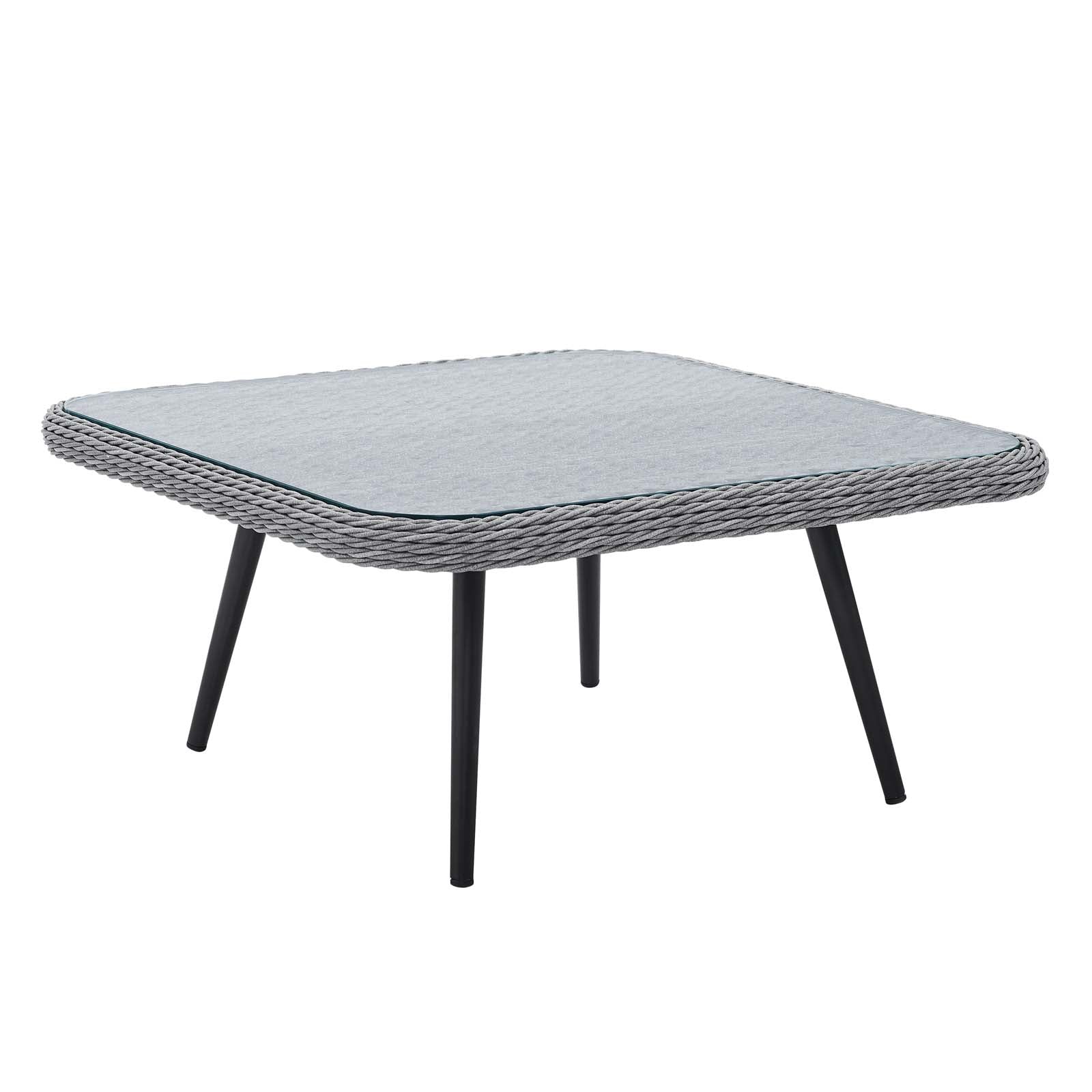 Modway Outdoor Coffee Tables - Endeavor Outdoor Patio Wicker Rattan Square Coffee Table Gray