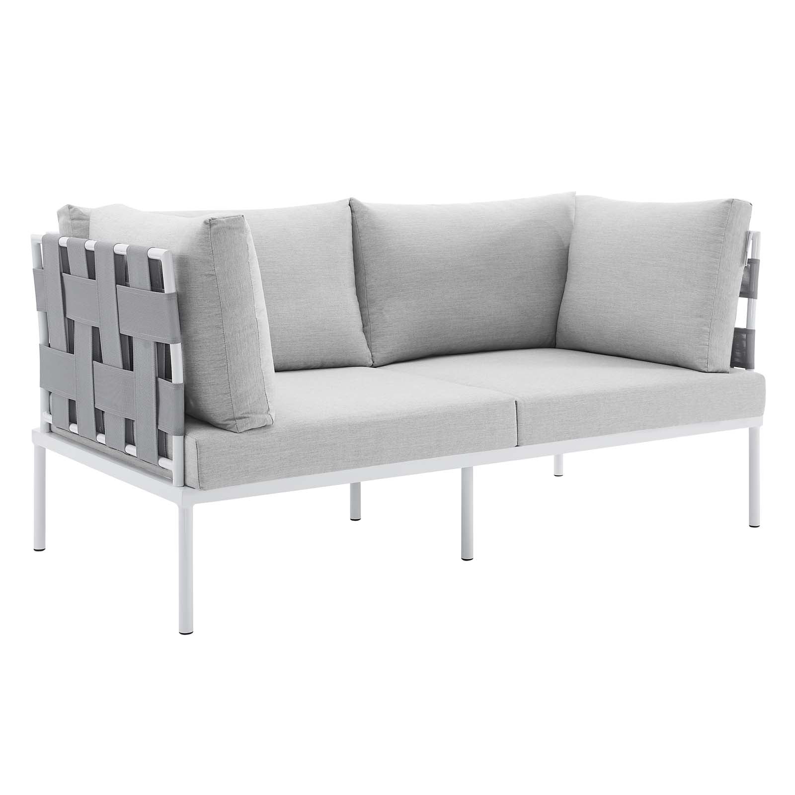 Modway Outdoor Conversation Sets - Harmony 4 Piece Sunbrella Outdoor Patio Aluminum Seating Set Gray