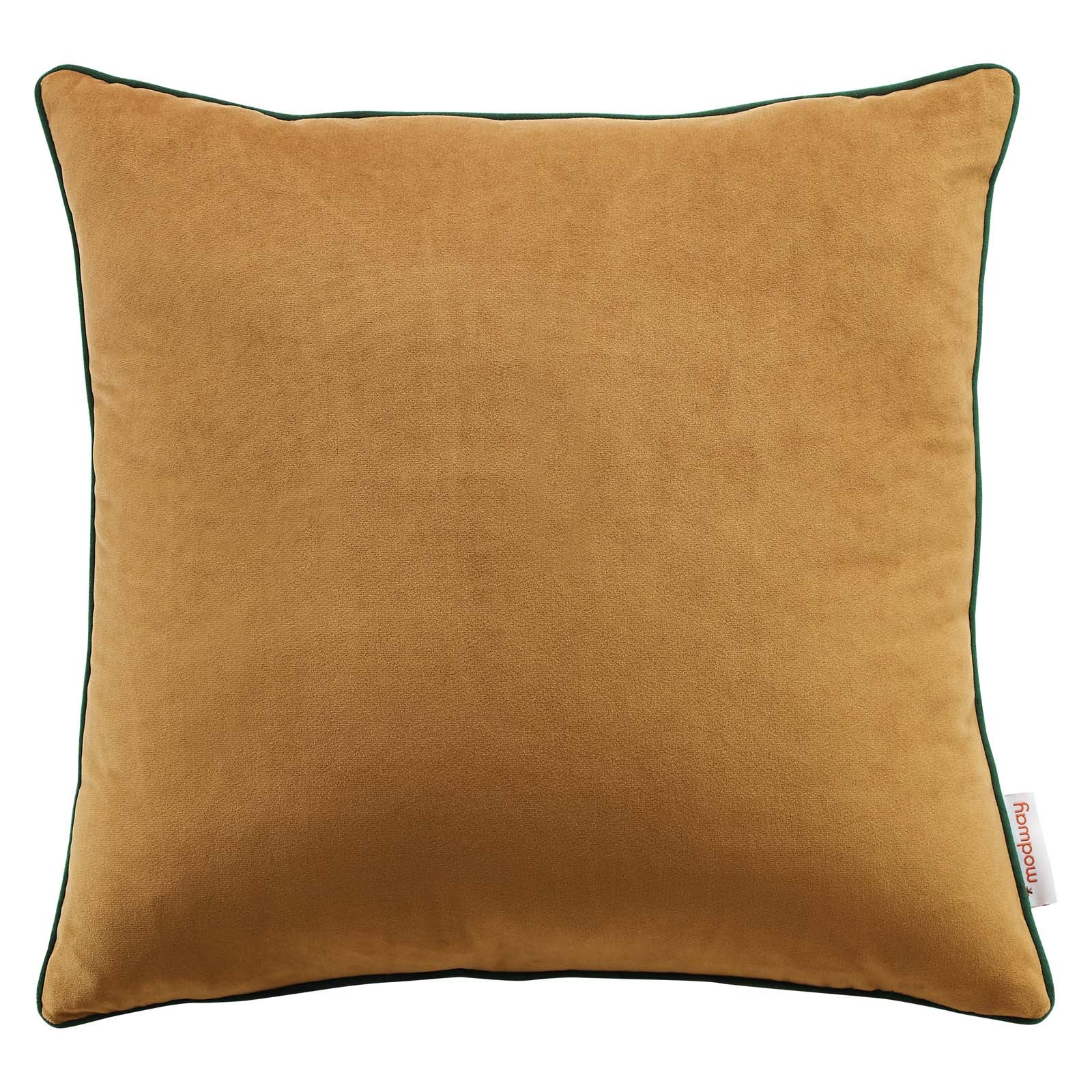 Modway Pillows & Throws - Accentuate 18" Performance Velvet Throw Pillow Cognac Green