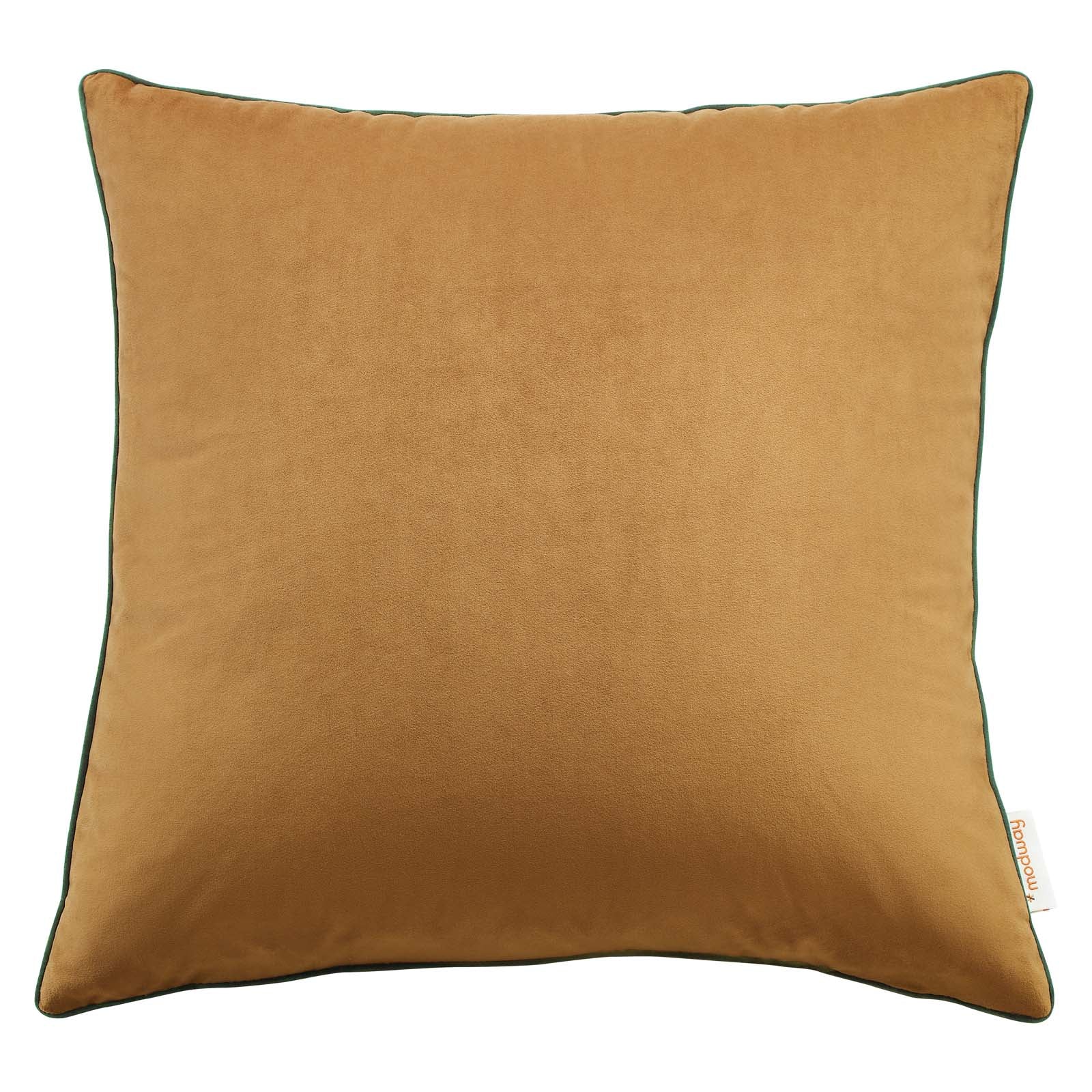 Modway Pillows & Throws - Accentuate 20" Performance Velvet Throw Pillow Cognac Green