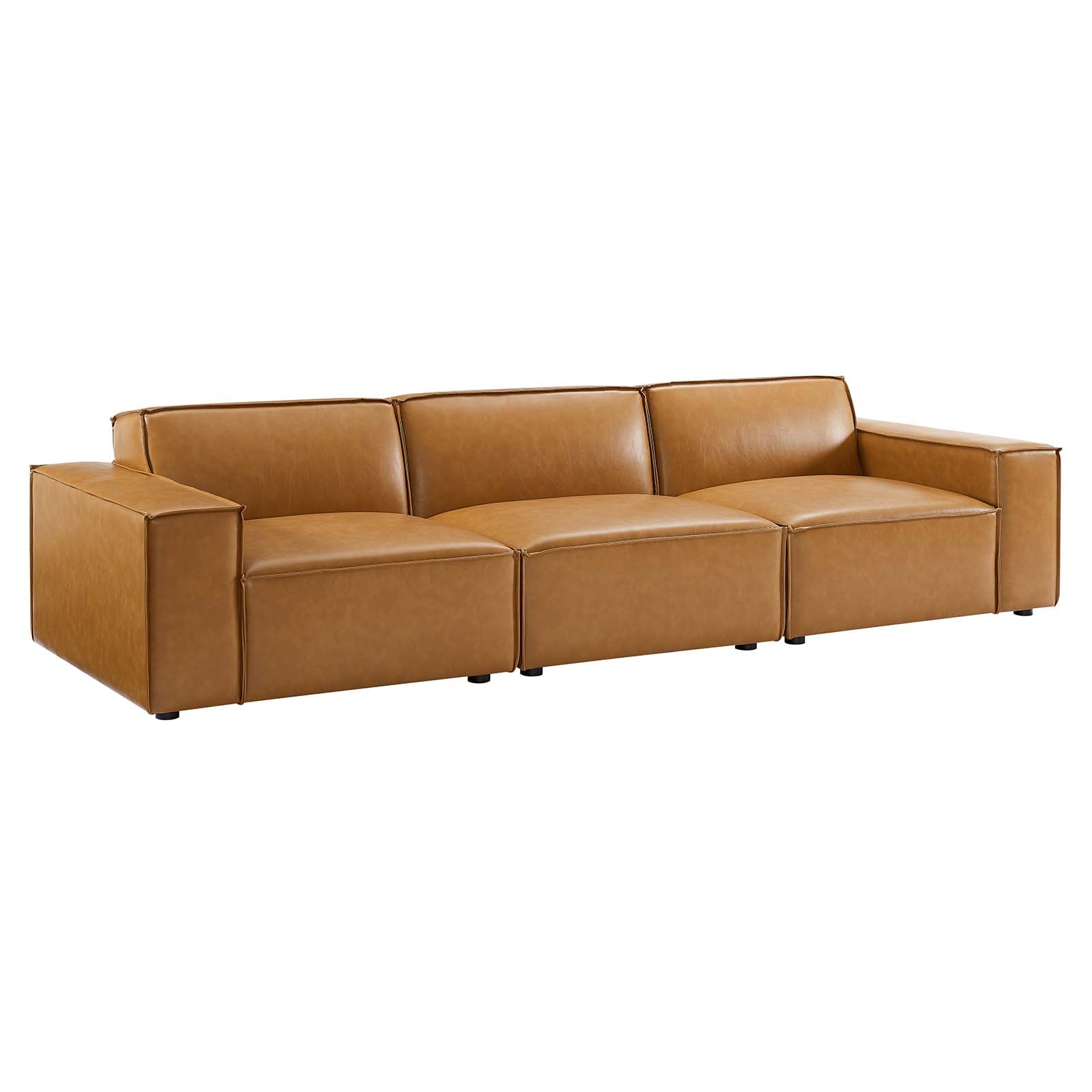 Modway Sofas & Couches - Restore Vegan Leather 3-Piece Sofa Tan