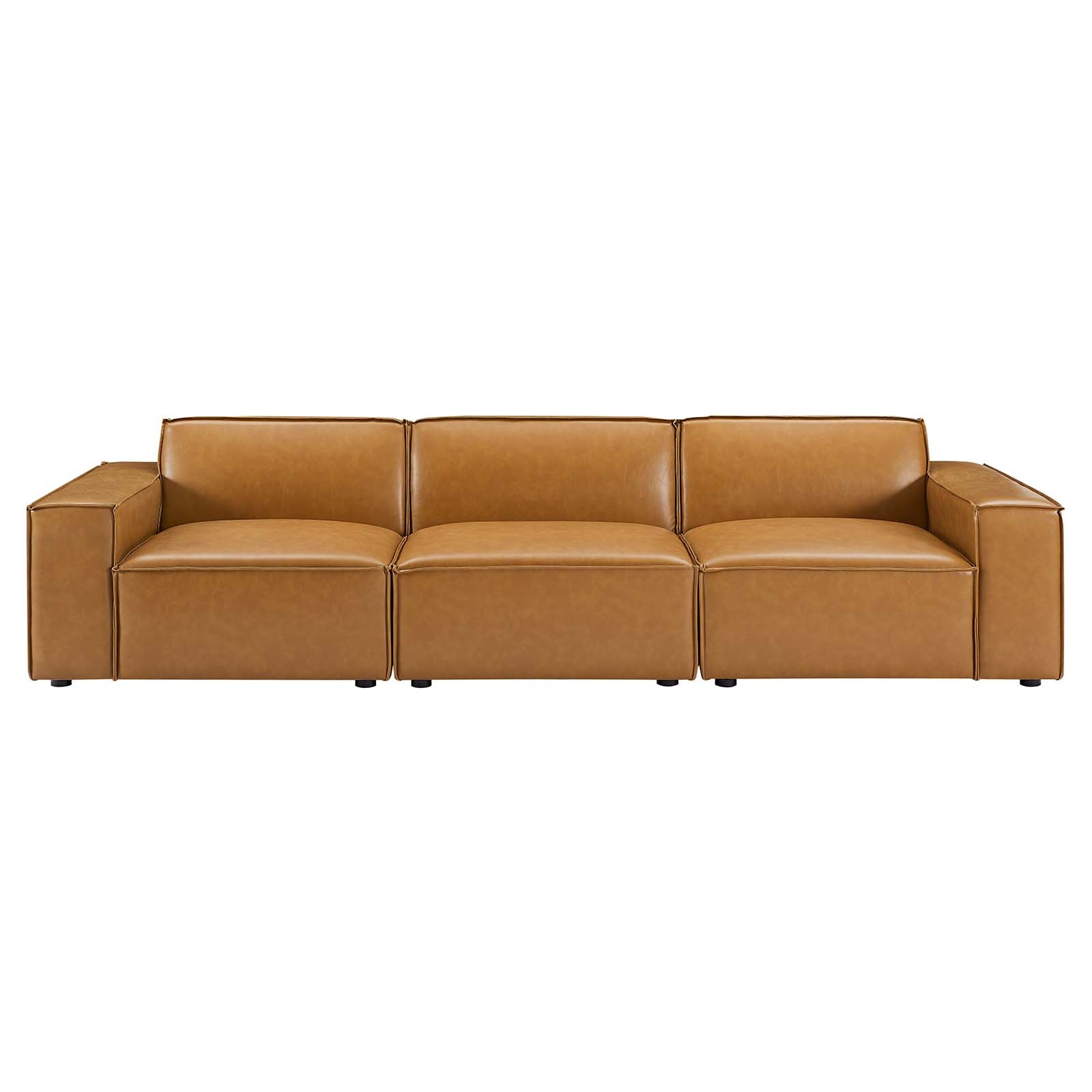 Modway Sofas & Couches - Restore Vegan Leather 3-Piece Sofa Tan