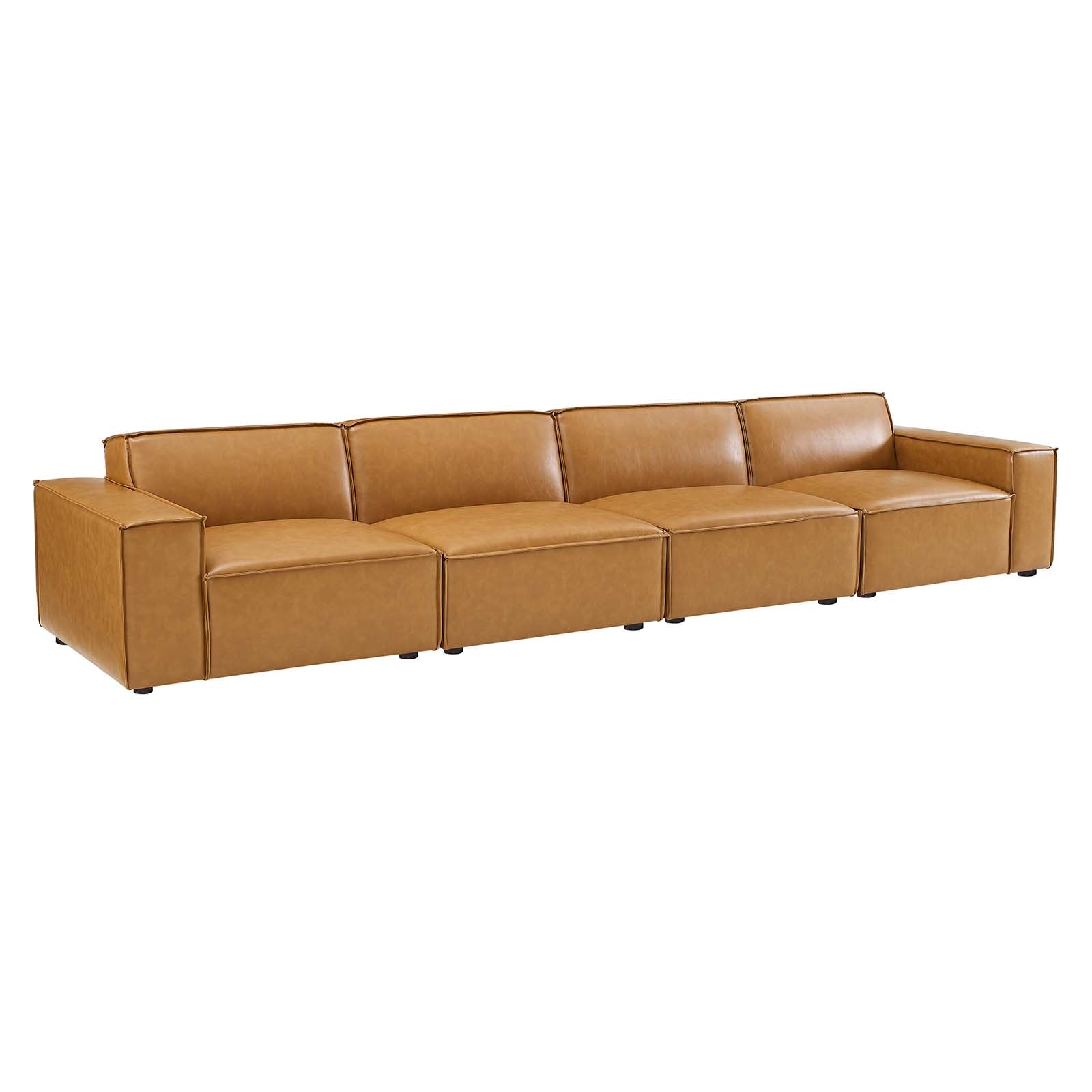 Modway Sofas & Couches - Restore Vegan Leather 4-Piece Sofa Tan