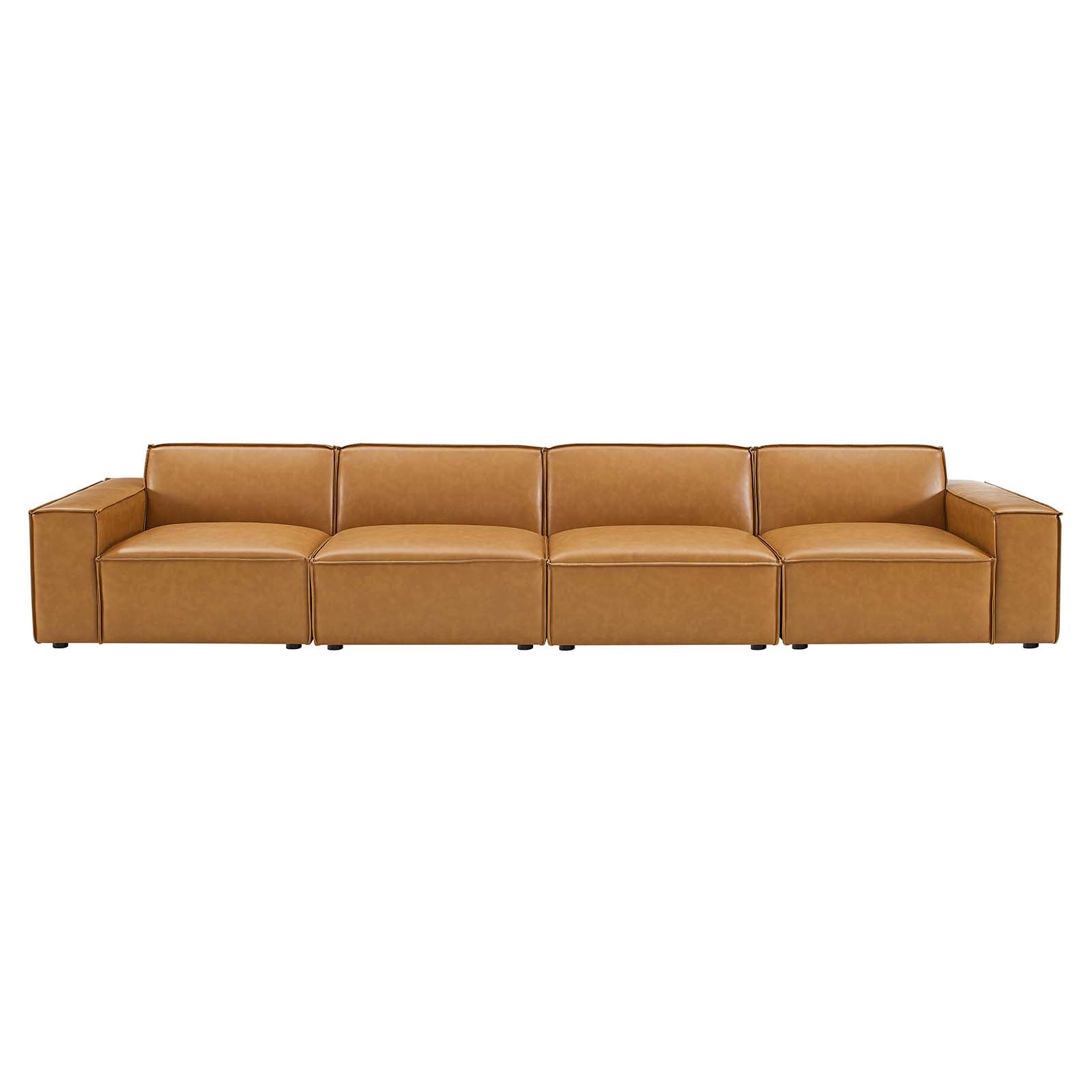 Modway Sofas & Couches - Restore Vegan Leather 4-Piece Sofa Tan