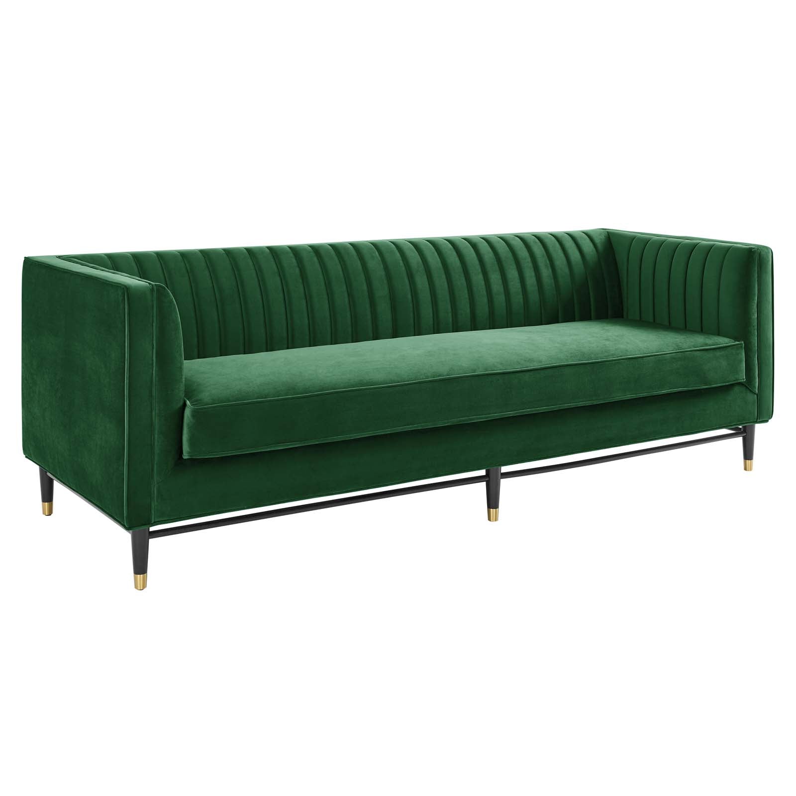 Modway Sofas & Couches - Devote Channel Tufted Performance Velvet Sofa Emerald