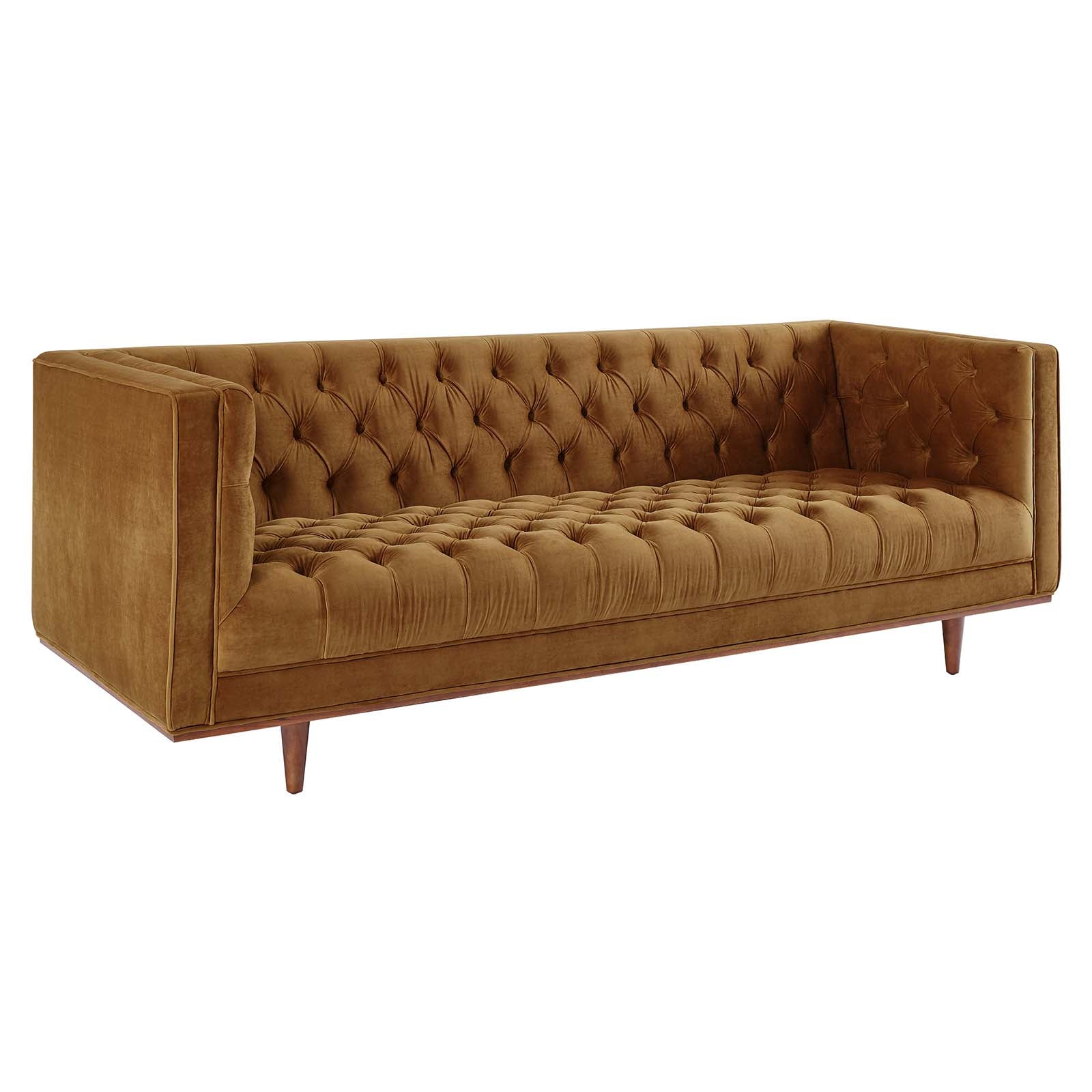 Modway Sofas & Couches - Elation Tufted Performance Velvet Sofa Cognac
