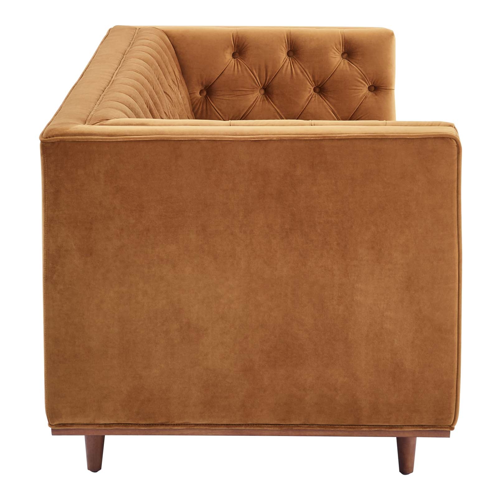 Modway Sofas & Couches - Elation Tufted Performance Velvet Sofa Cognac