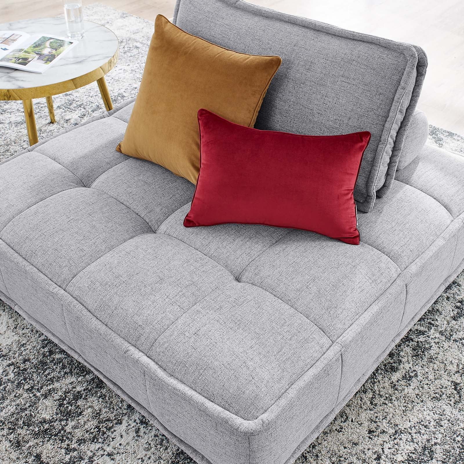 Modway Sleepers & Futons - Saunter Tufted Fabric Armless Chair Light Gray