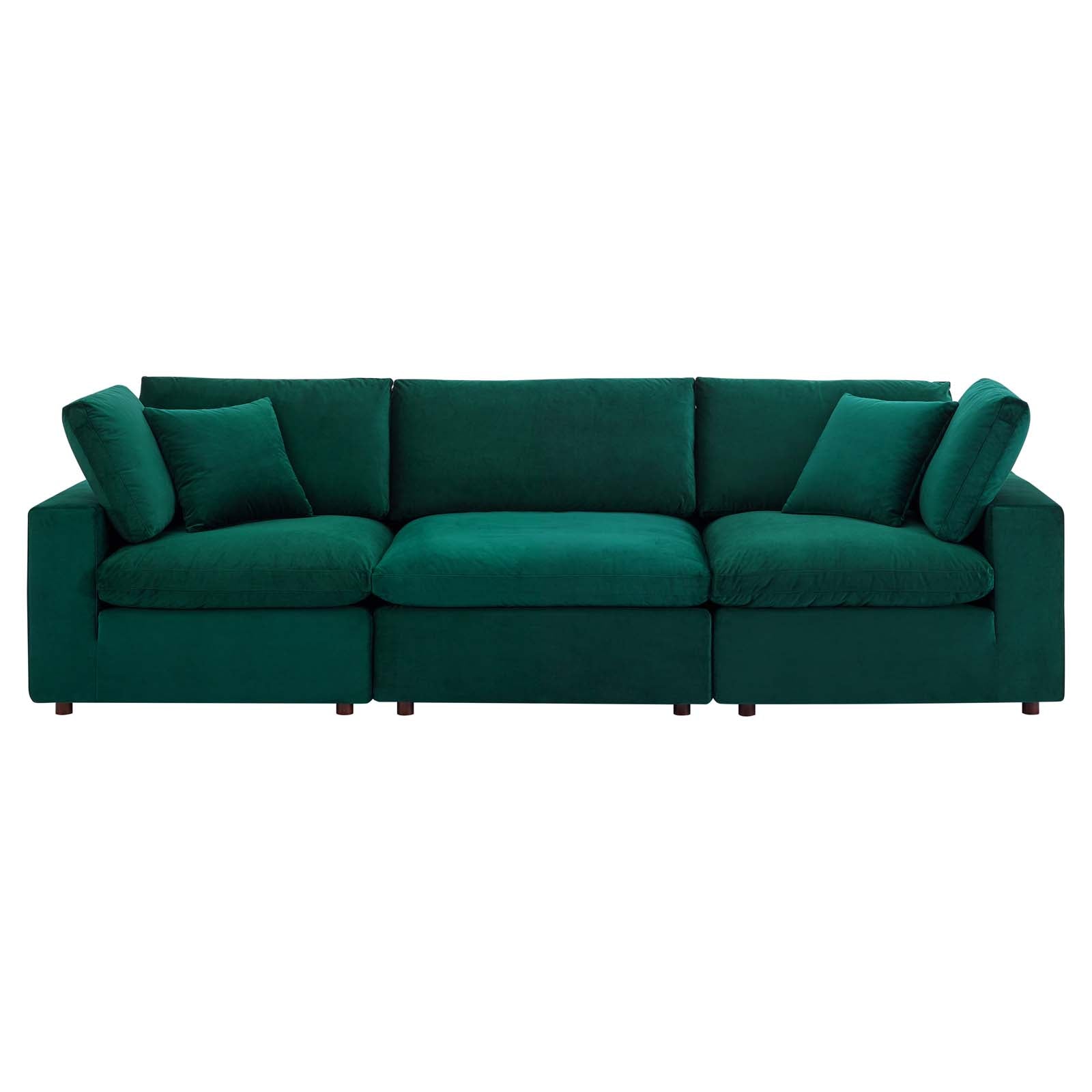Modway Sofas & Couches - Commix Down Filled Overstuffed Performance Velvet 3-Seater Sofa Green