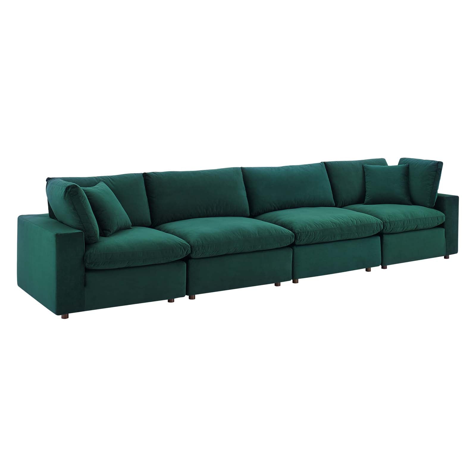 Modway Sofas & Couches - Commix Down Filled Overstuffed Performance Velvet 4-Seater Sofa Green