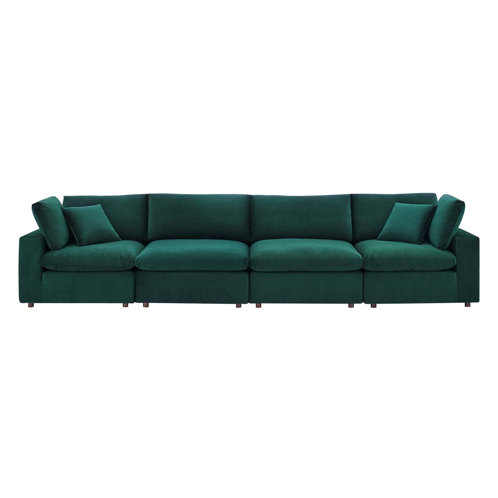 Modway Sofas & Couches - Commix Down Filled Overstuffed Performance Velvet 4-Seater Sofa Green