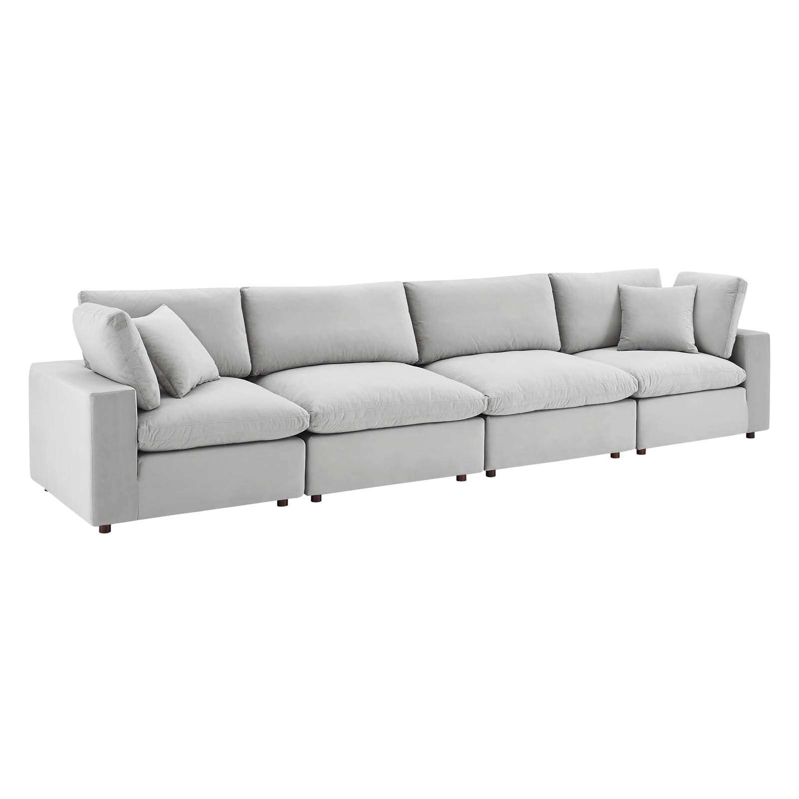 Modway Sofas & Couches - Commix Down Filled Overstuffed Performance Velvet 4-Seater Sofa Light Gray