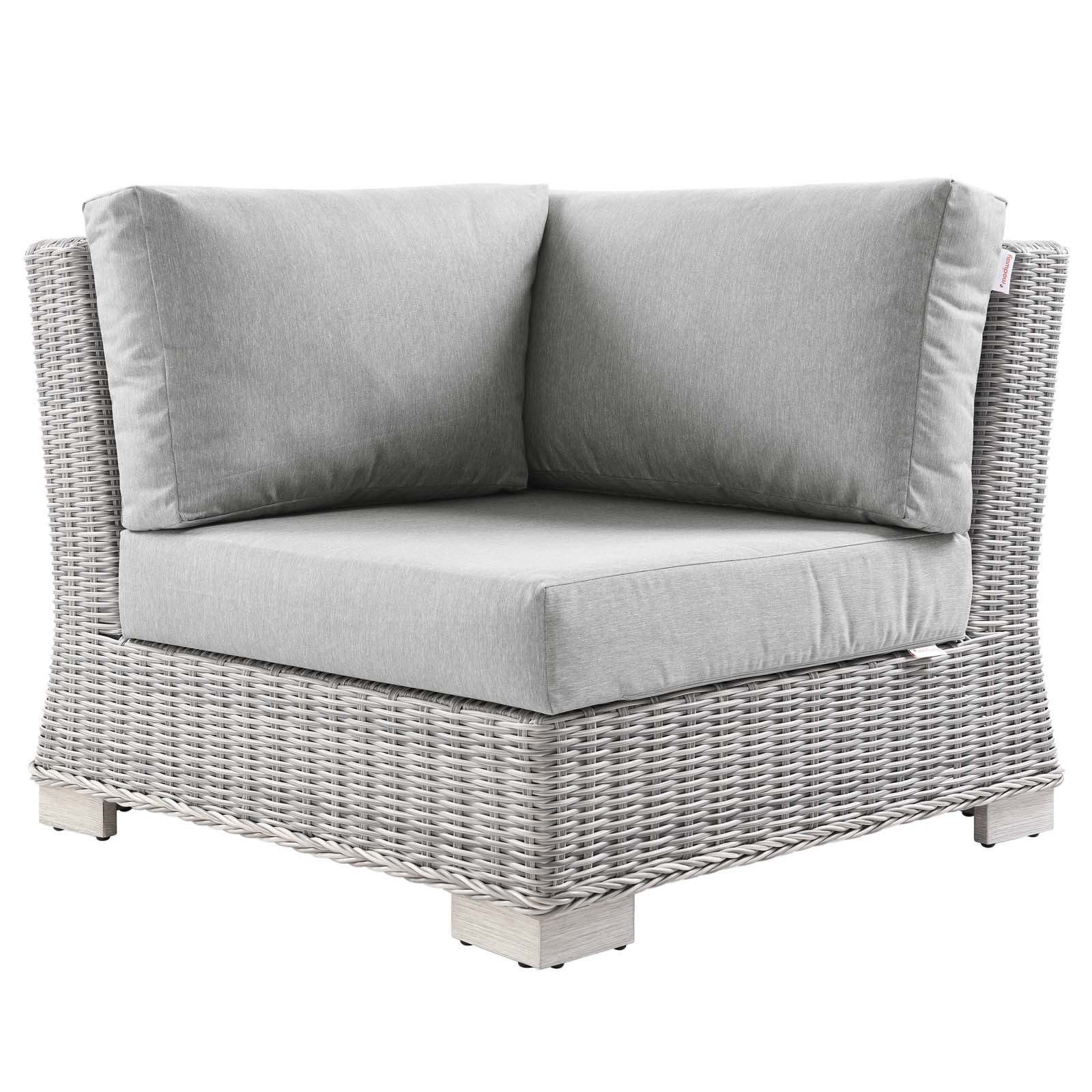 Modway Outdoor Chairs - Conway Outdoor Patio Wicker Rattan Corner Chair Light Gray
