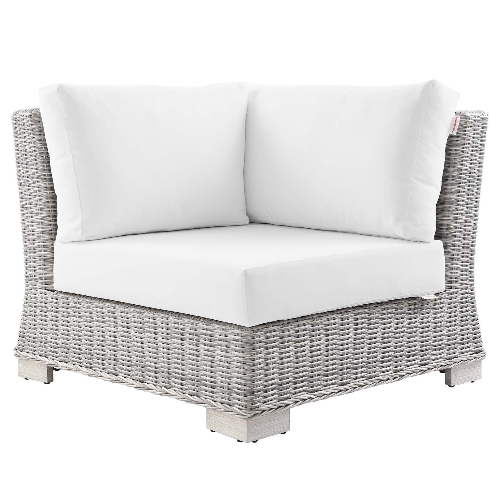 Modway Outdoor Chairs - Conway Outdoor Patio Wicker Rattan Corner Chair Light Gray White