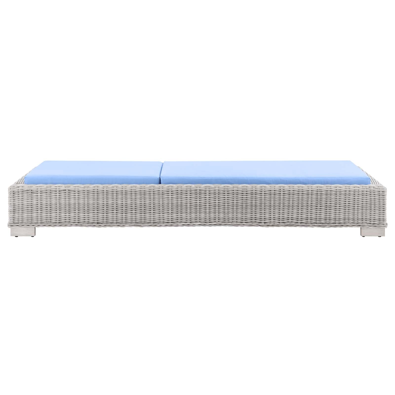 Modway Outdoor Loungers - Conway Outdoor Patio Wicker Rattan Chaise Lounge Light Gray Light Blue