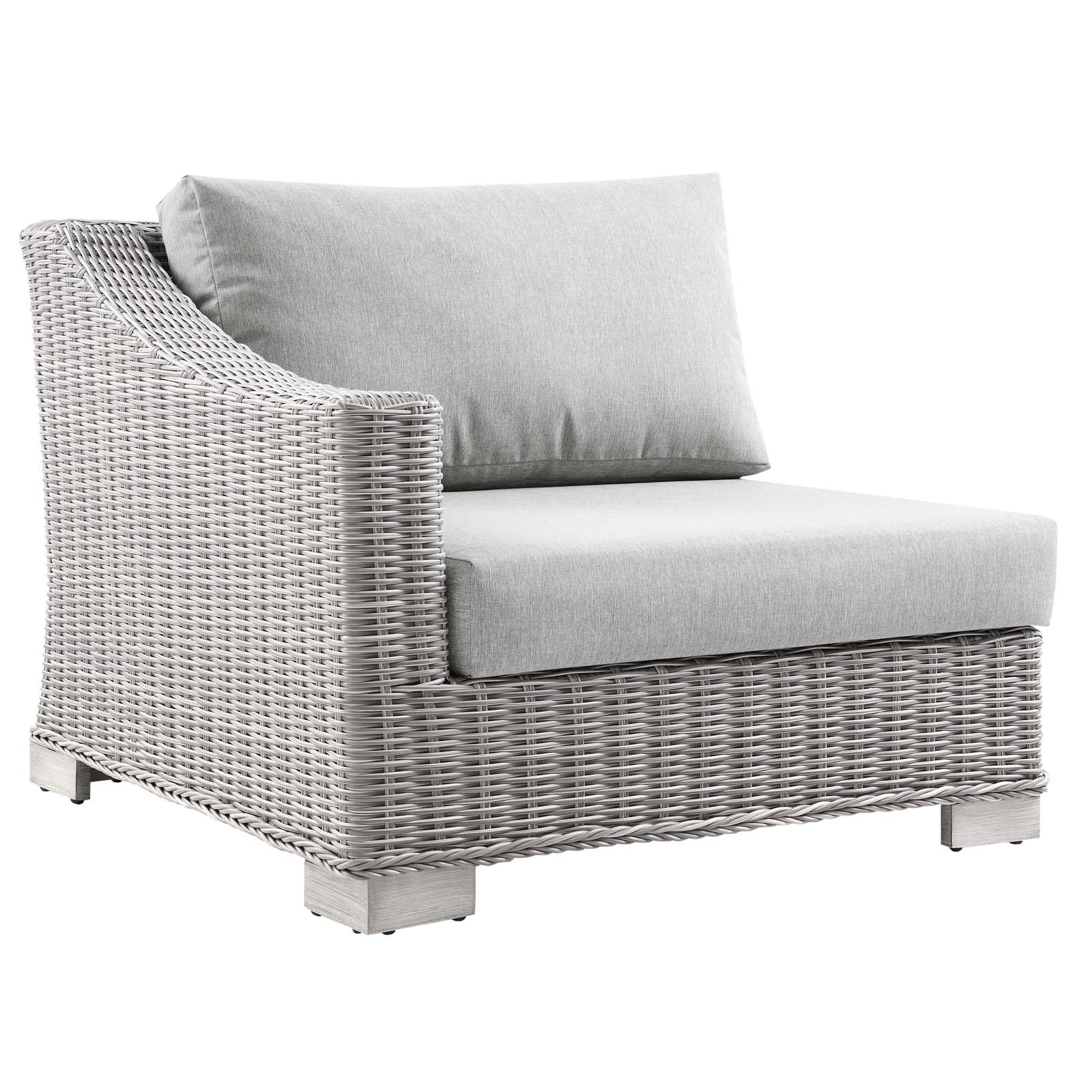 Modway Outdoor Chairs - Conway Outdoor Patio Wicker Rattan Left-Arm Chair Light Gray