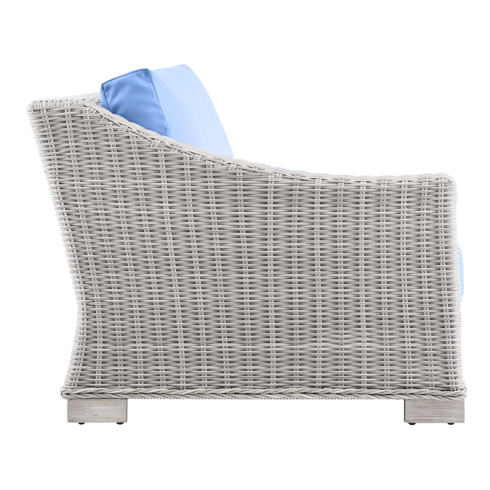 Modway Outdoor Chairs - Conway Outdoor Patio Wicker Rattan Left-Arm Chair Light Gray Light Blue