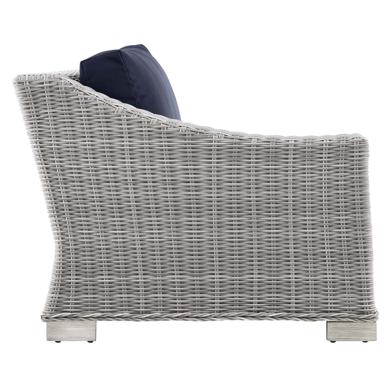Modway Outdoor Chairs - Conway Outdoor Patio Wicker Rattan Left-Arm Chair Light Gray Navy