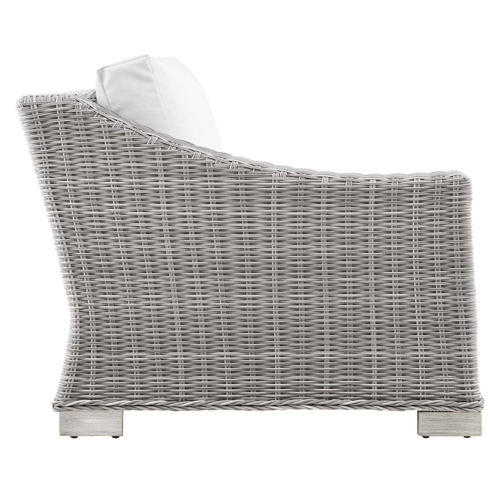 Modway Outdoor Chairs - Conway Outdoor Patio Wicker Rattan Left-Arm Chair Light Gray White