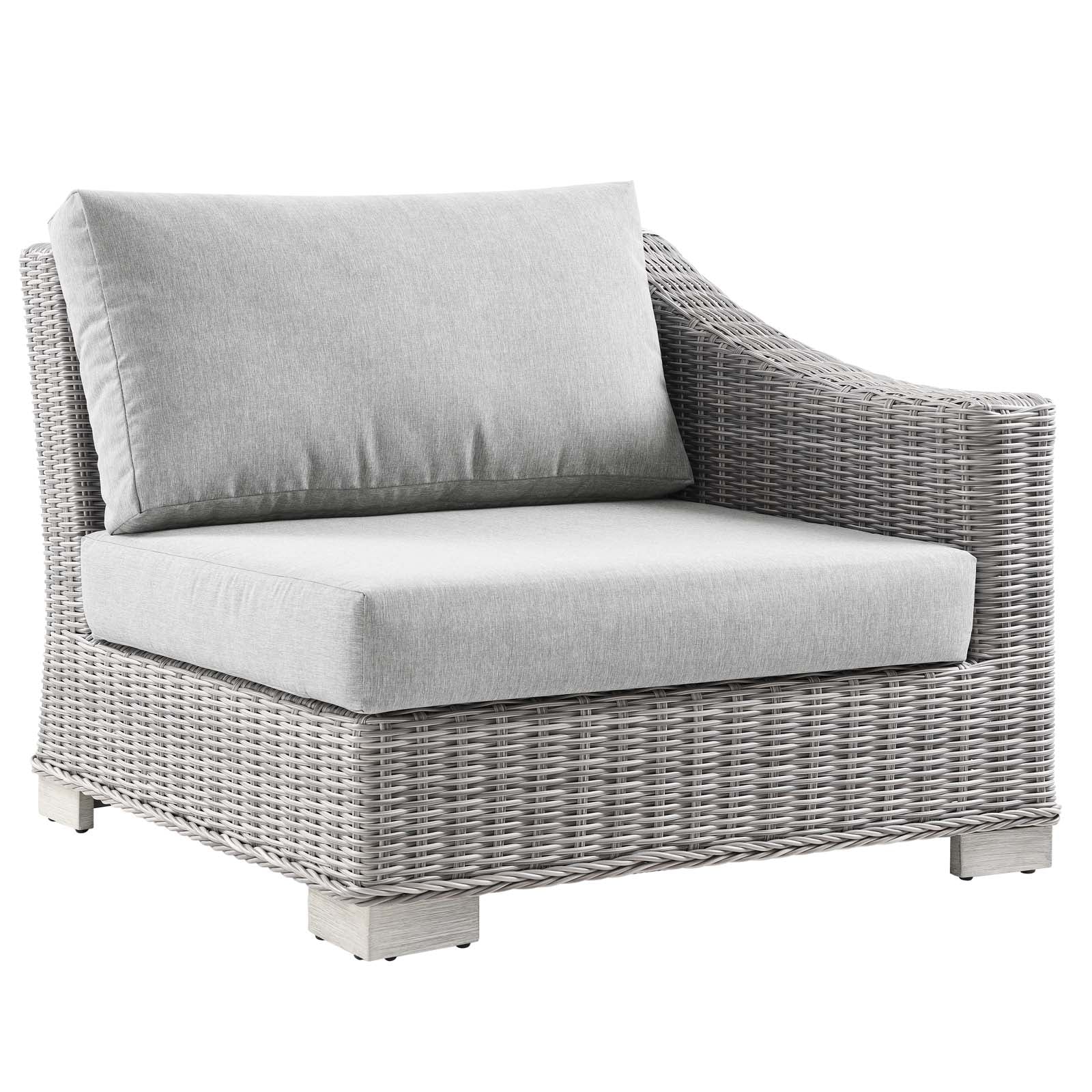 Modway Outdoor Chairs - Conway Outdoor Patio Wicker Rattan Right-Arm Chair Light Gray
