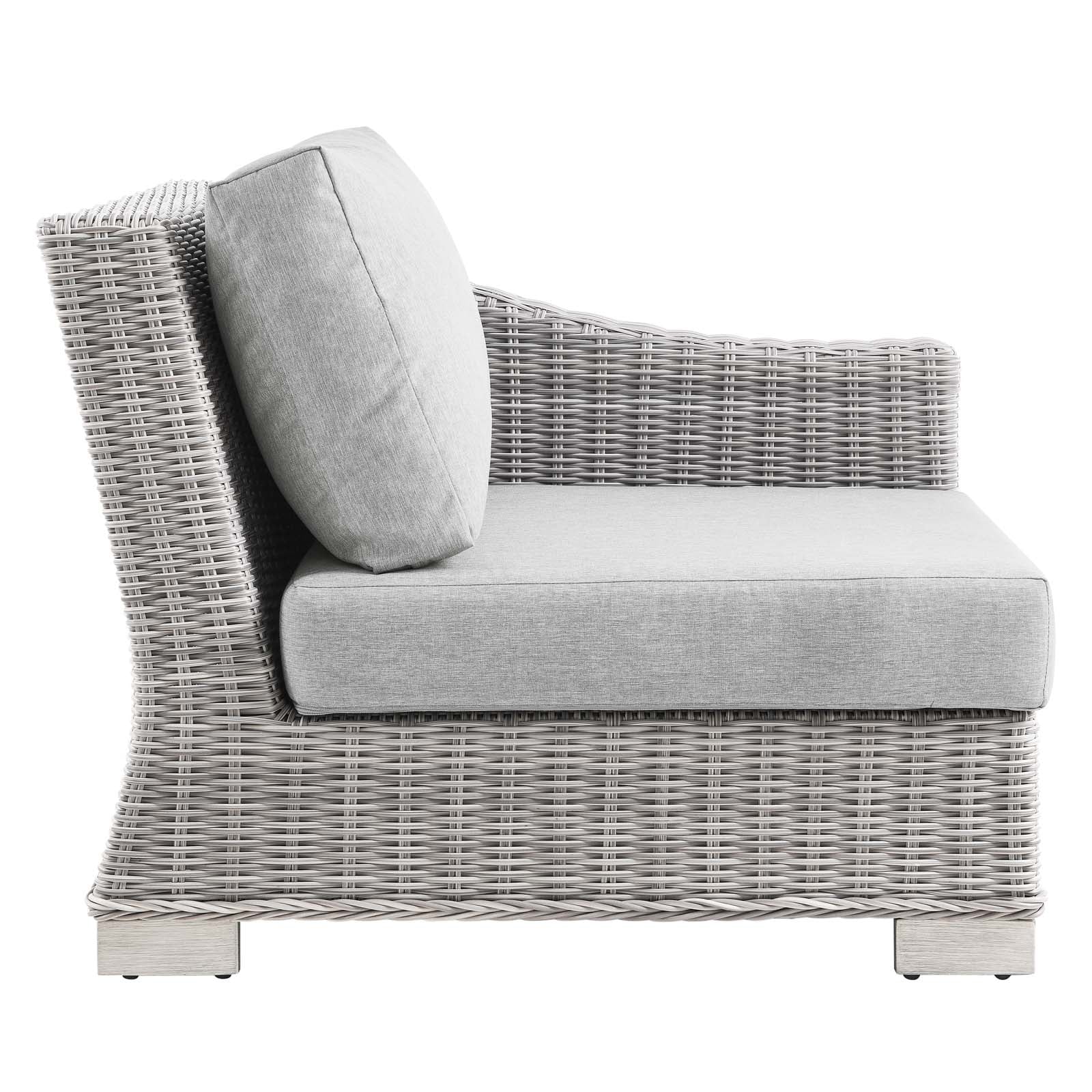 Modway Outdoor Chairs - Conway Outdoor Patio Wicker Rattan Right-Arm Chair Light Gray