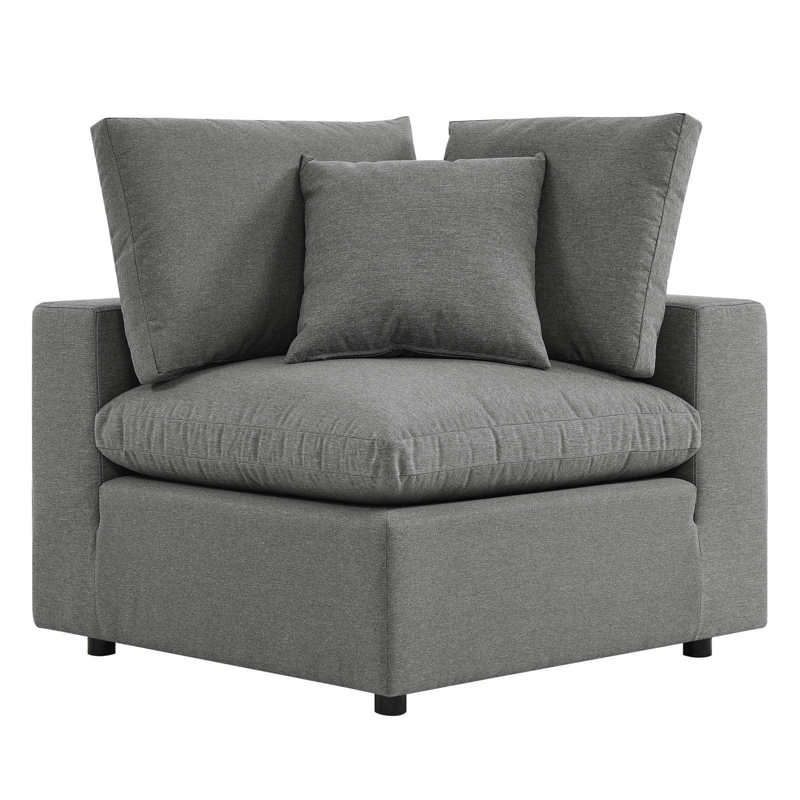 Modway Outdoor Chairs - Commix Overstuffed Outdoor Patio Corner Chair Charcoal