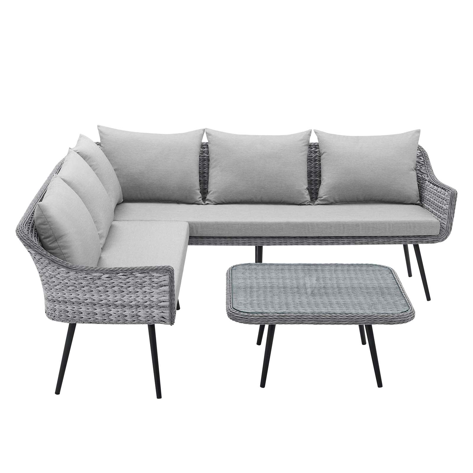 Modway Outdoor Conversation Sets - Endeavor Outdoor Patio Wicker Rattan Outdoor Patio Wicker Rattan Seating Set Gray