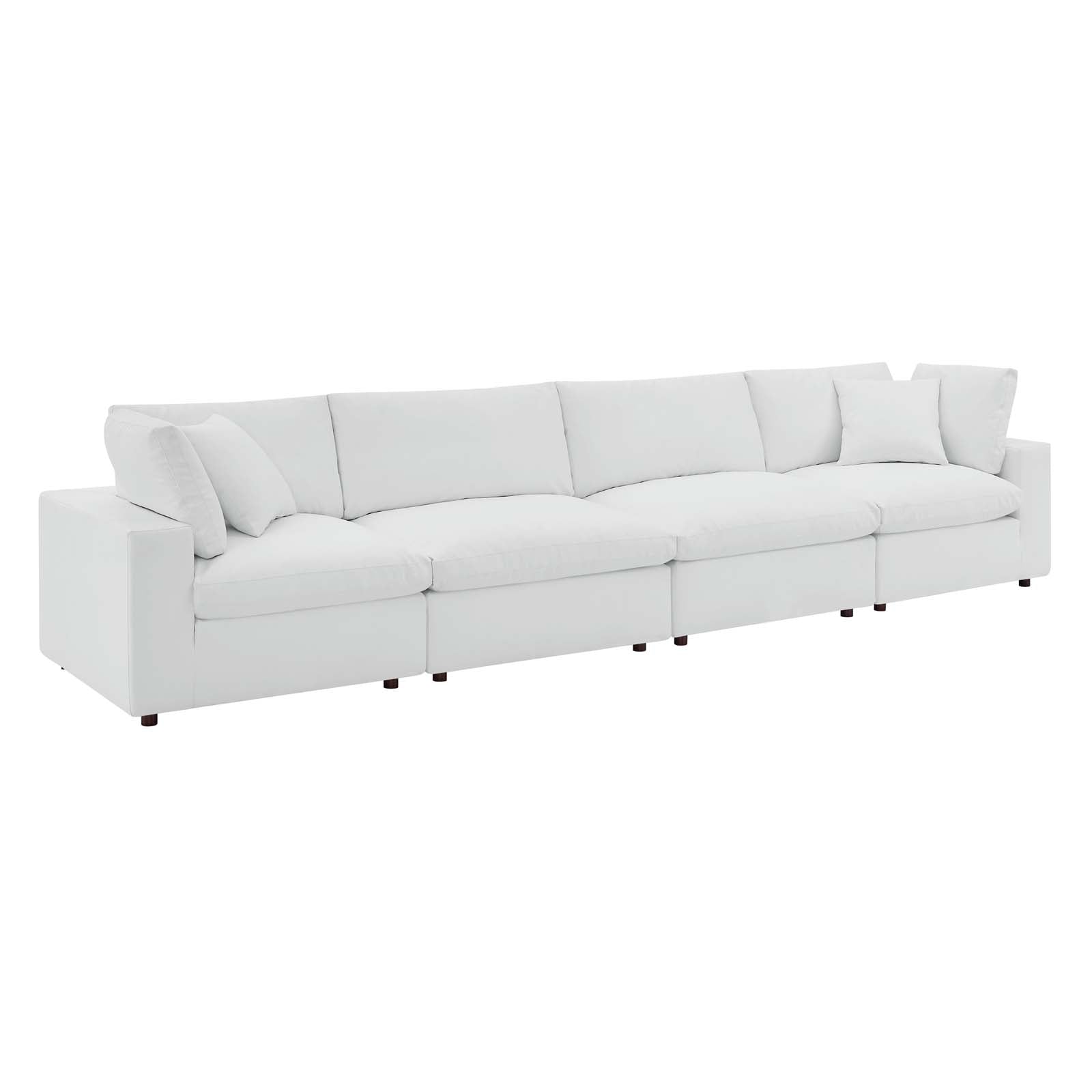 Modway Sofas & Couches - Commix Down Filled Overstuffed Vegan Leather 4 Seater Sofa White