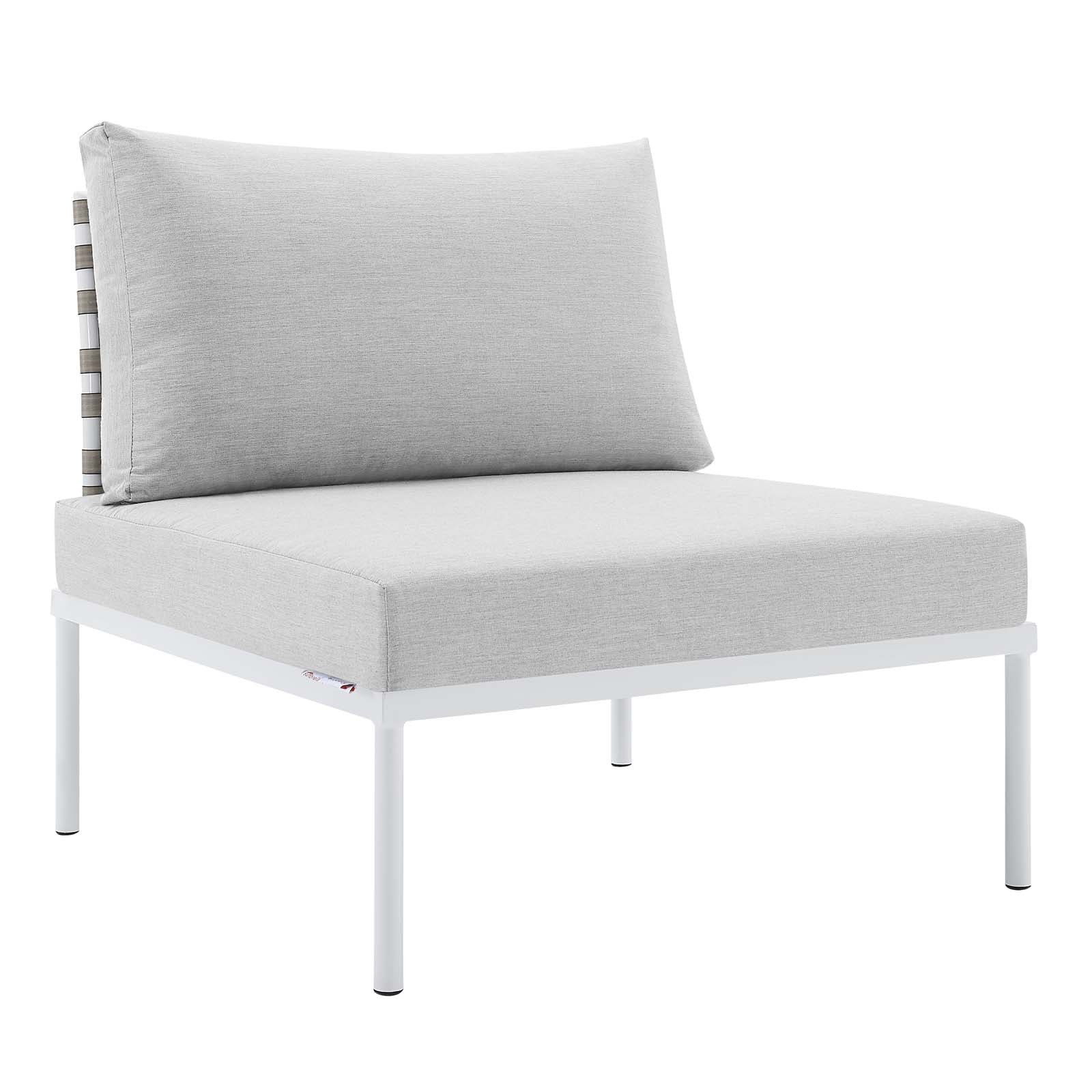 Modway Outdoor Conversation Sets - Harmony 6-Piece Sunbrella Basket Weave Outdoor Patio Aluminum Sectional Sofa Set Tan Gray