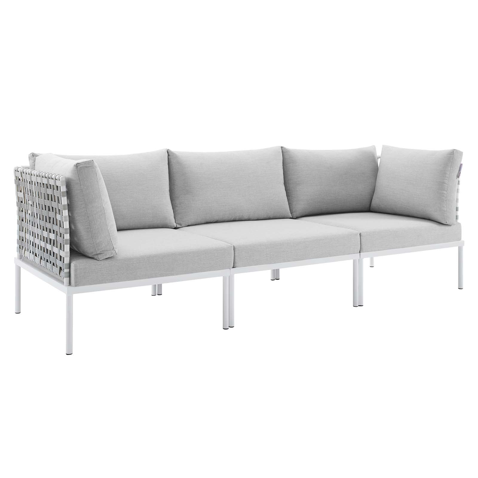 Modway Outdoor Sofas - Harmony Sunbrella Basket Weave Outdoor Patio Aluminum Sofa Taupe Gray