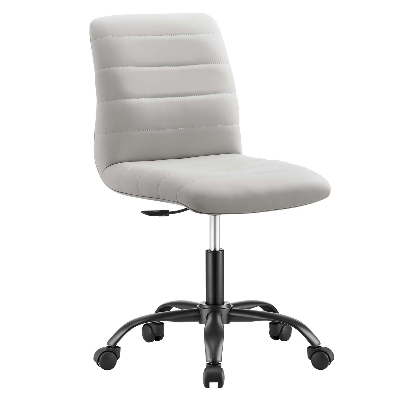 Modway Task Chairs - Ripple-Armless-Vegan-Leather-Office-Chair-Black-Light-Gray