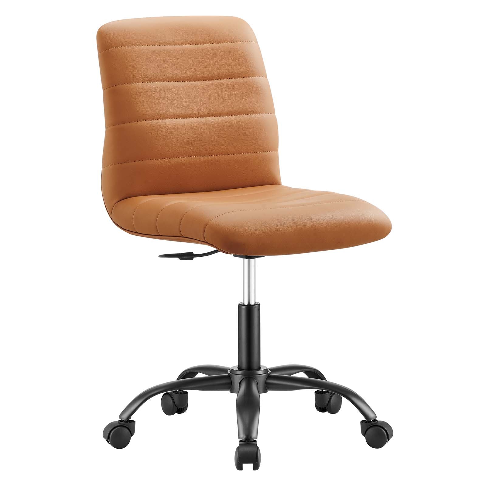 Modway Task Chairs - Ripple-Armless-Vegan-Leather-Office-Chair-Black-Tan
