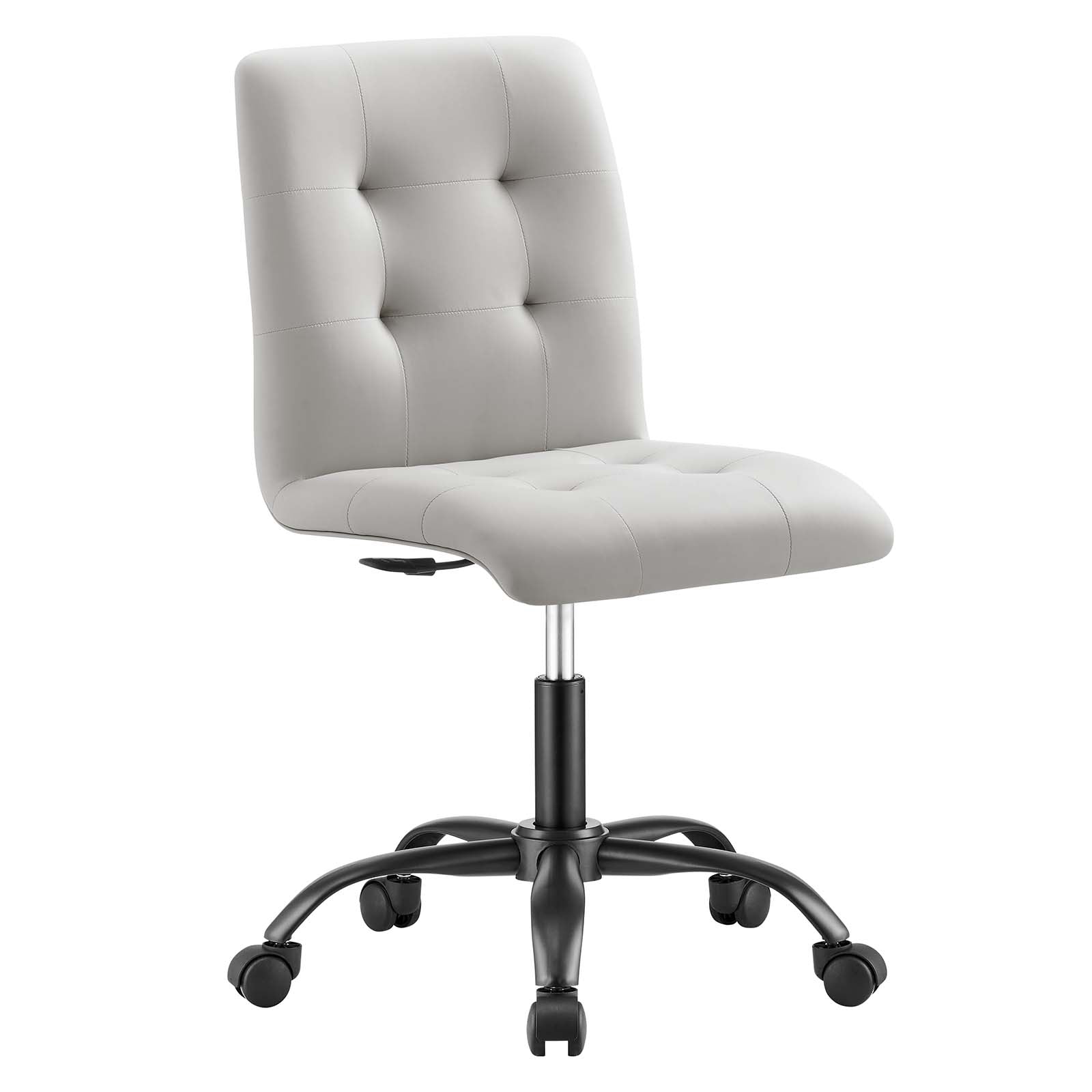 Modway Task Chairs - Prim-Armless-Vegan-Leather-Office-Chair-Black-Light-Gray
