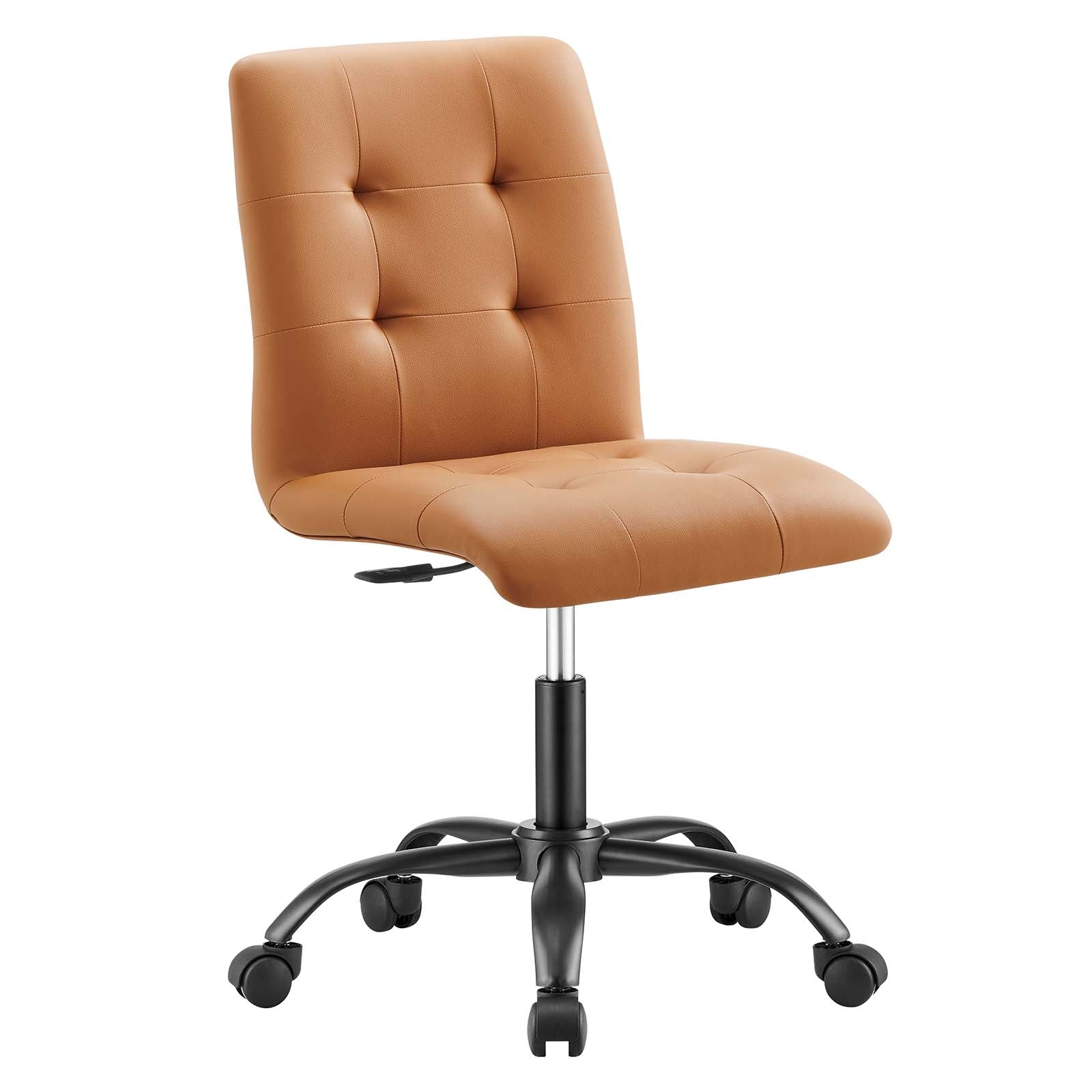 Modway Task Chairs - Prim-Armless-Vegan-Leather-Office-Chair-Black-Tan