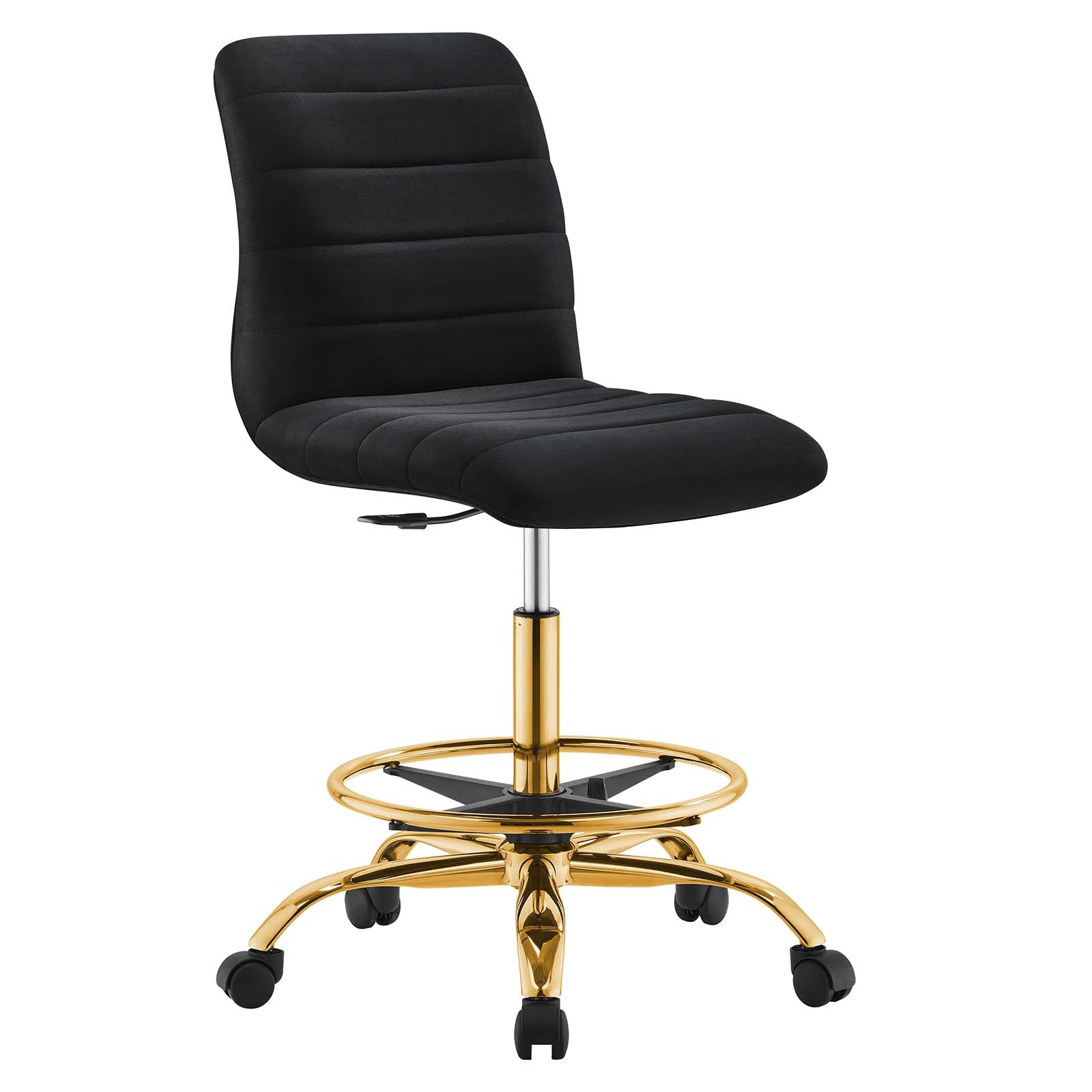 Modway Task Chairs - Ripple-Armless-Performance-Velvet-Drafting-Chair-Gold-Black