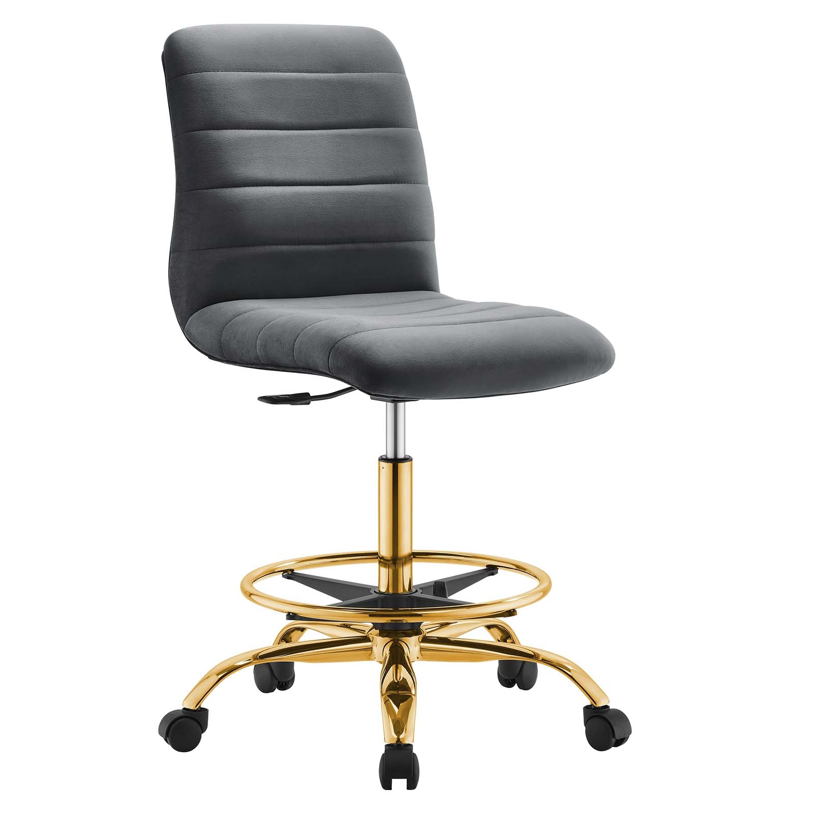 Modway Task Chairs - Ripple-Armless-Performance-Velvet-Drafting-Chair-Gold-Gray