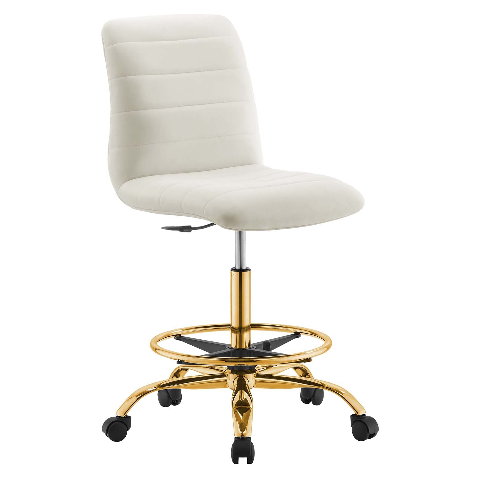 Modway Task Chairs - Ripple-Armless-Performance-Velvet-Drafting-Chair-Gold-Ivory