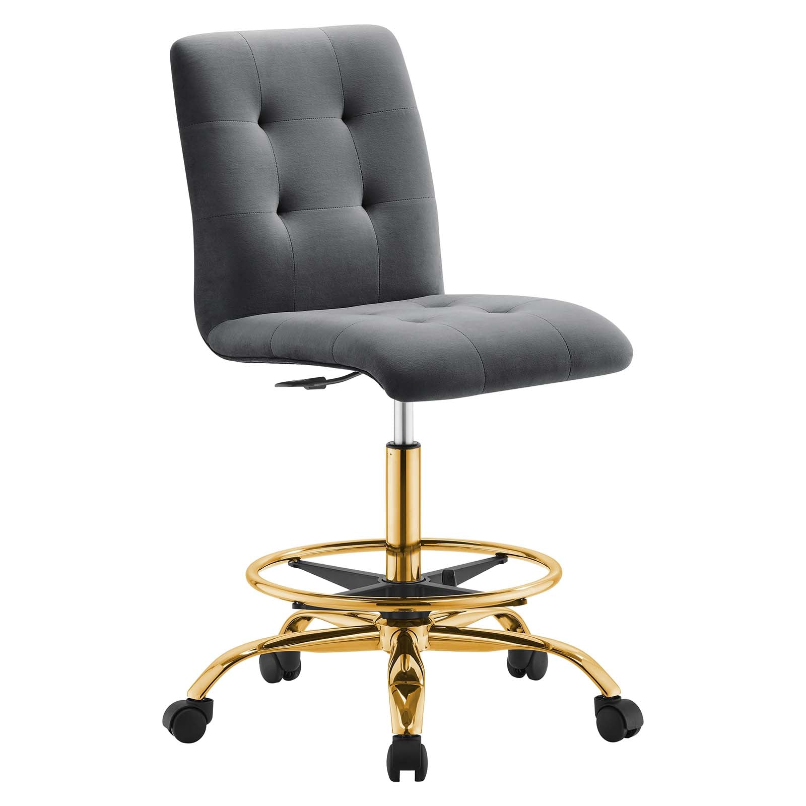 Modway Task Chairs - Prim-Armless-Performance-Velvet-Drafting-Chair-Gold-Gray