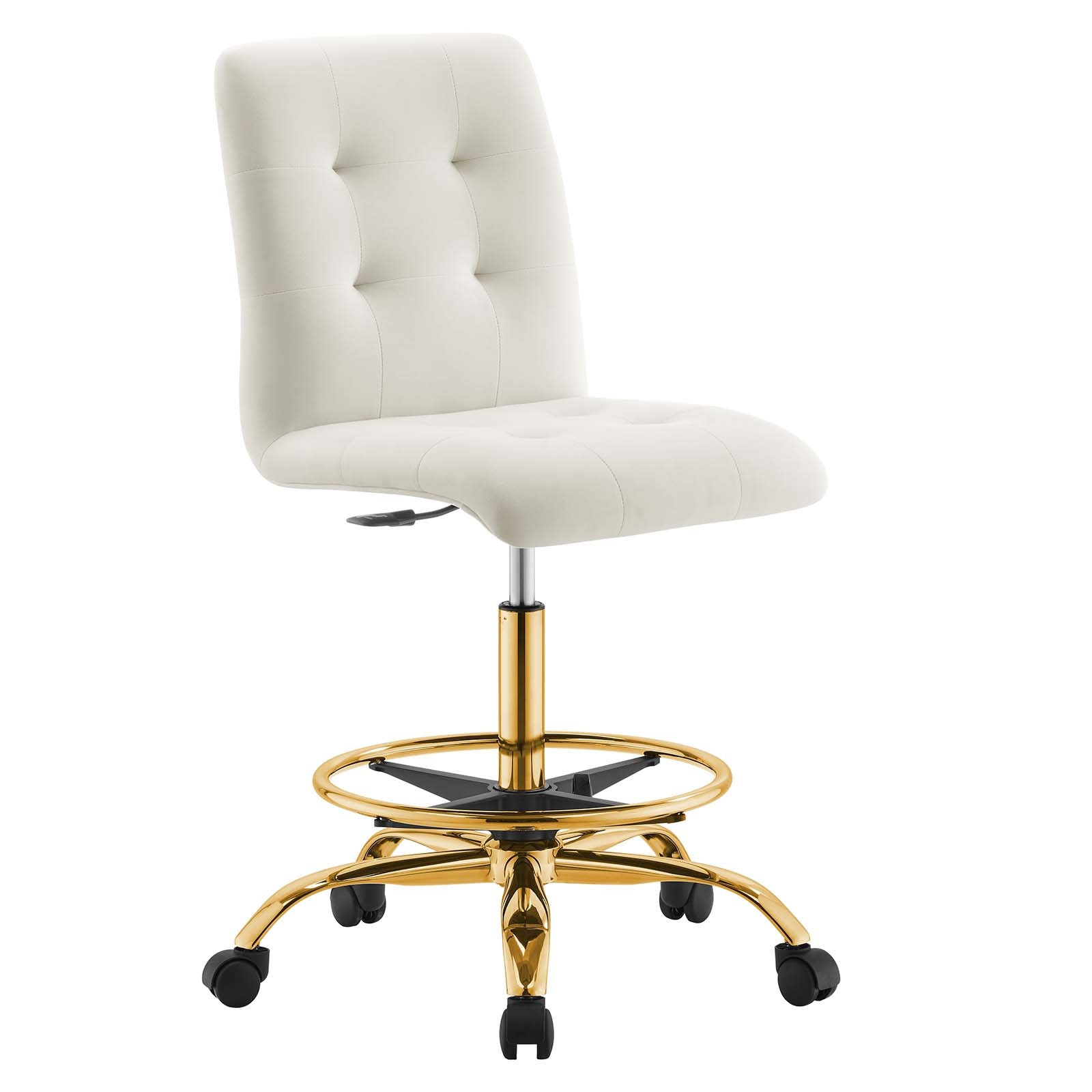 Modway Task Chairs - Prim-Armless-Performance-Velvet-Drafting-Chair-Gold-Ivory