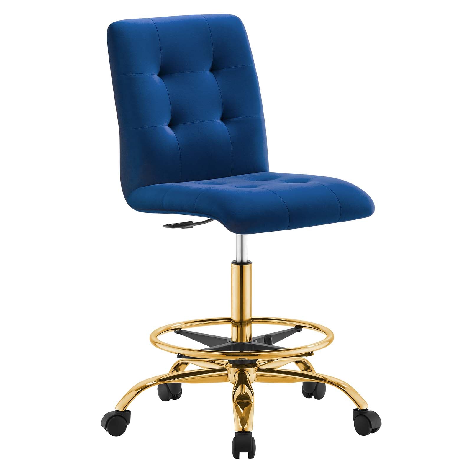 Modway Task Chairs - Prim-Armless-Performance-Velvet-Drafting-Chair-Gold-Navy