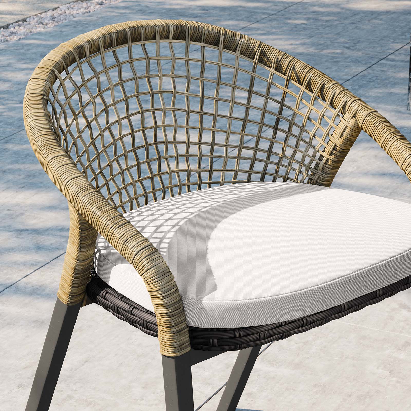 Modway Outdoor Dining Chairs - Meadow Outdoor Patio Dining Chairs Set of 2 Natural White