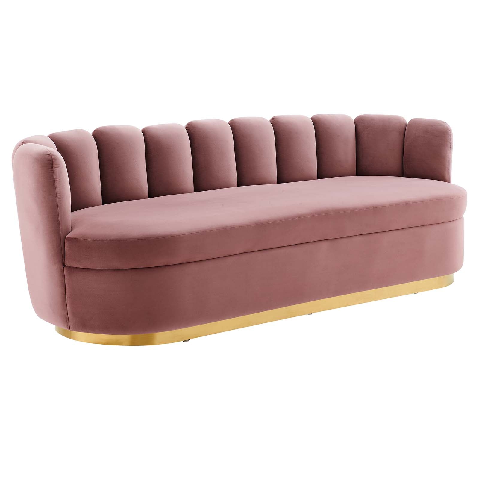 Modway Sofas & Couches - Victoria Channel Tufted Performance Velvet Sofa Dusty Rose