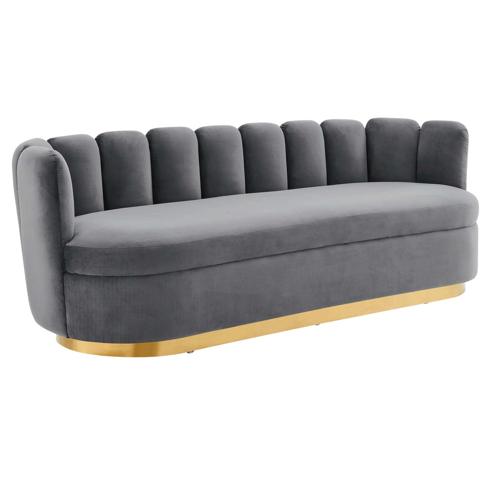 Modway Sofas & Couches - Victoria Channel Tufted Performance Velvet Sofa Gray
