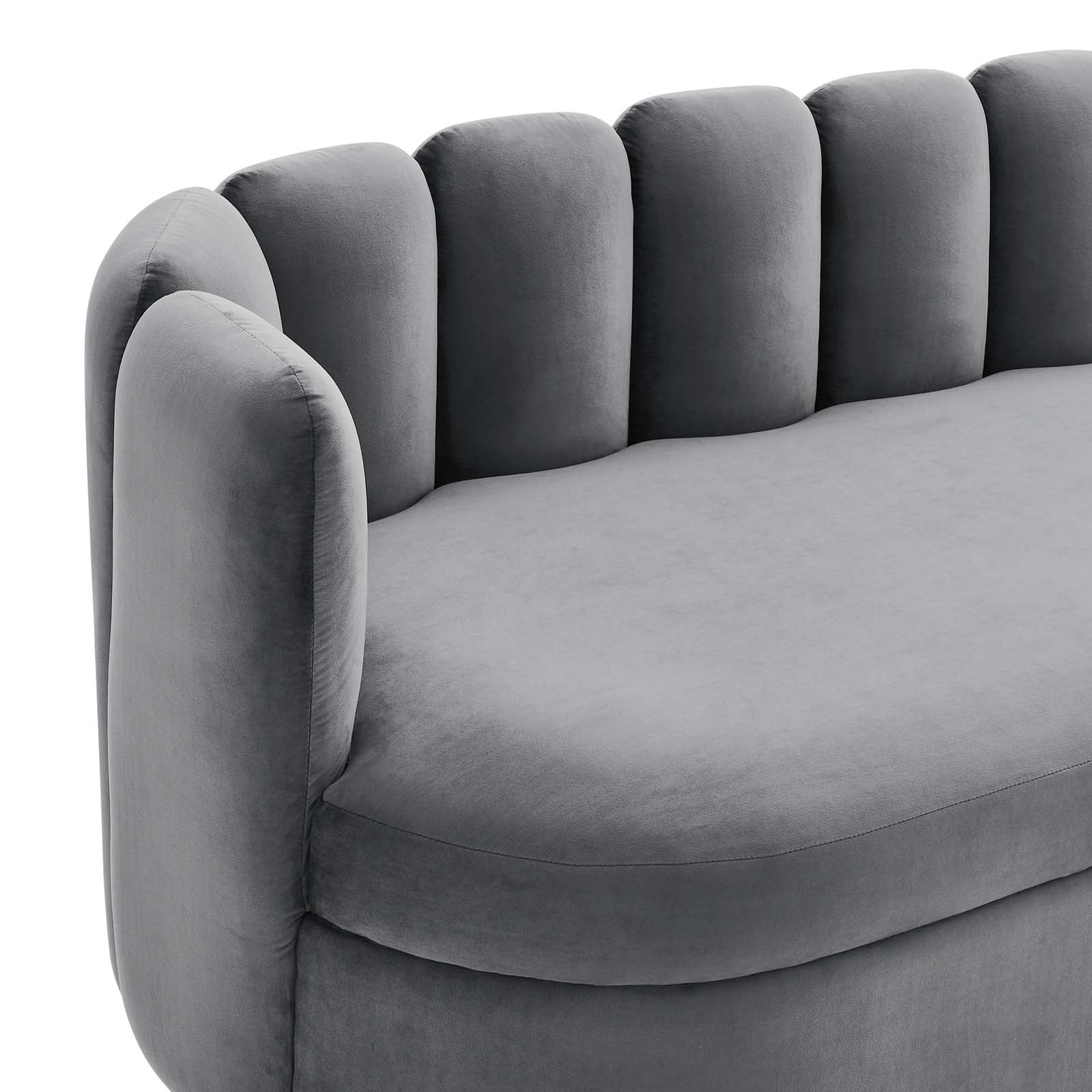 Modway Sofas & Couches - Victoria Channel Tufted Performance Velvet Sofa Gray