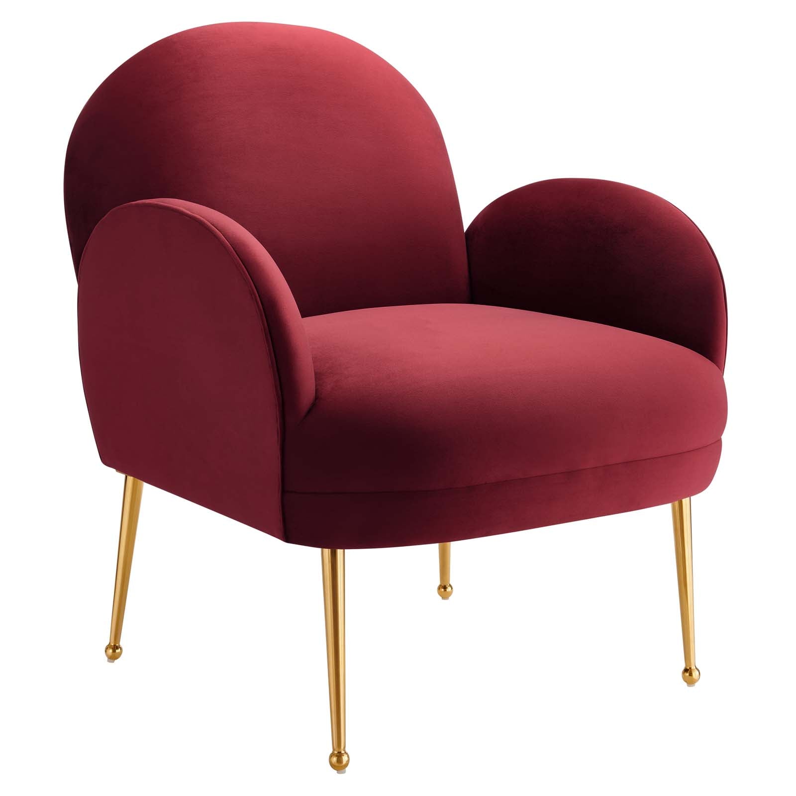 Modway Accent Chairs - Transcend Performance Velvet Armchair Maroon
