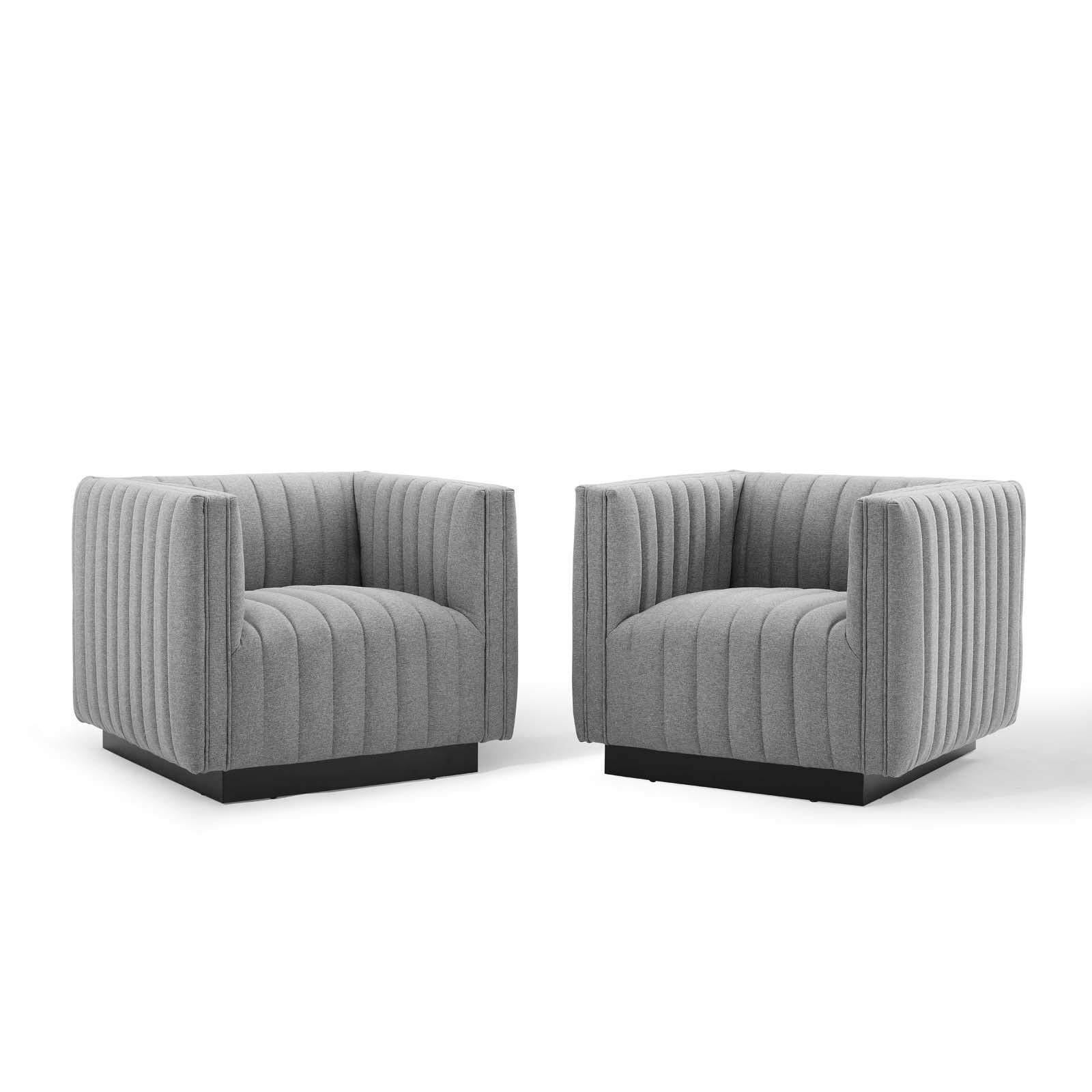 Modway Living Room Sets - Conjure Tufted Armchair Upholstered Fabric ( Set of 2 ) Light Gray