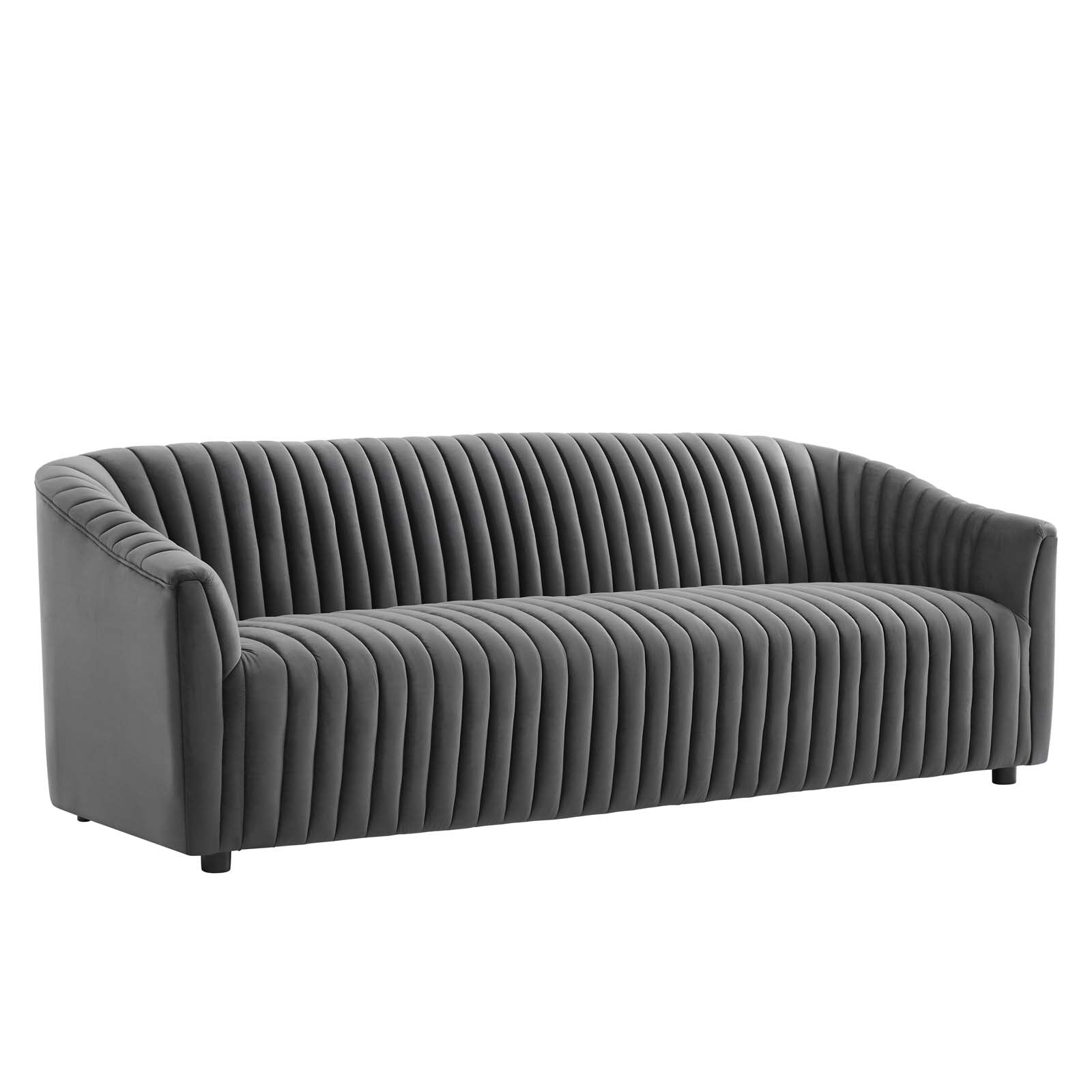 Modway Sofas & Couches - Announce Performance Velvet Channel Tufted Sofa Charcoal