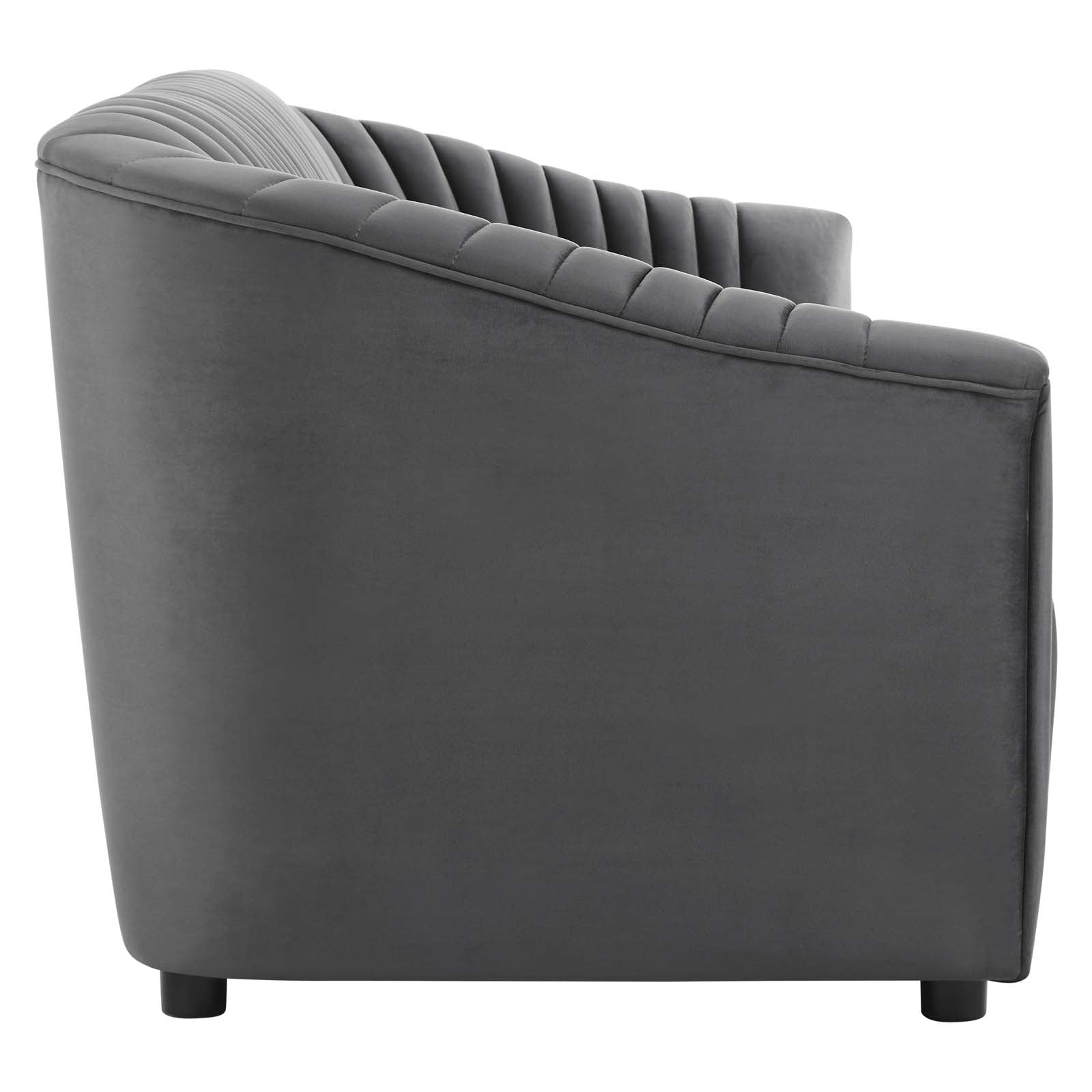 Modway Sofas & Couches - Announce Performance Velvet Channel Tufted Sofa Charcoal