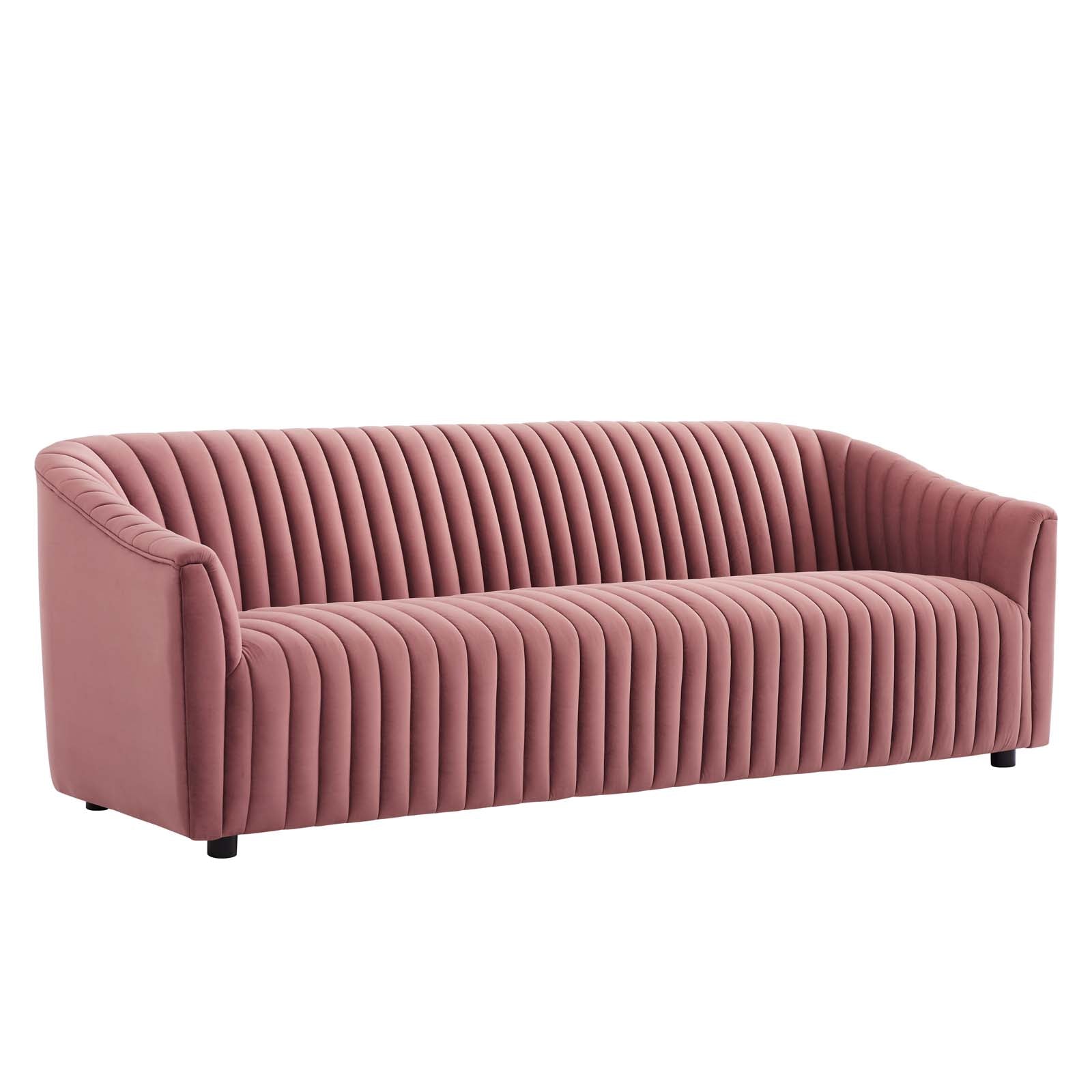 Modway Sofas & Couches - Announce Performance Velvet Channel Tufted Sofa Dusty Rose